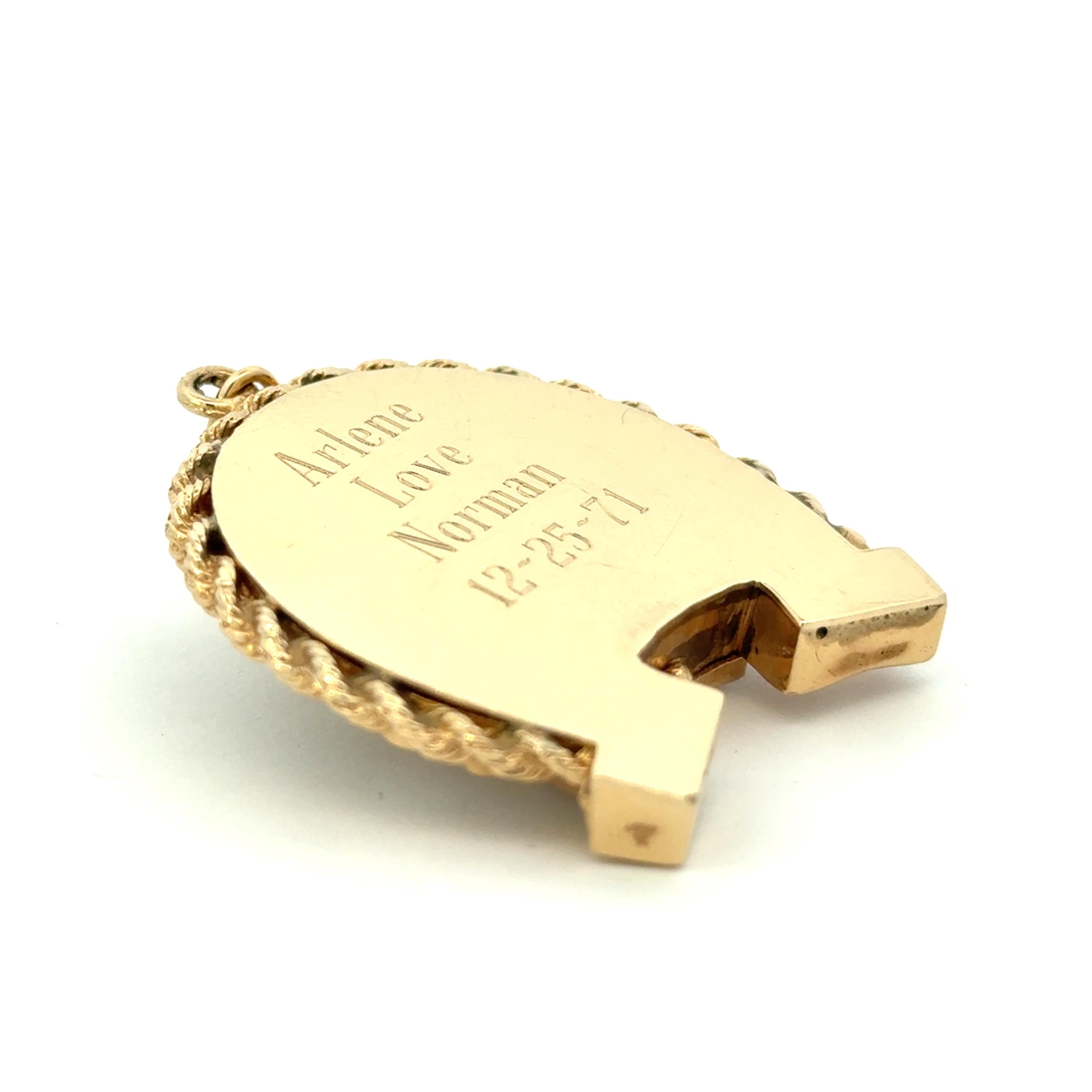 14k Yellow Gold Vintage Pearl Horse Shoe Charm