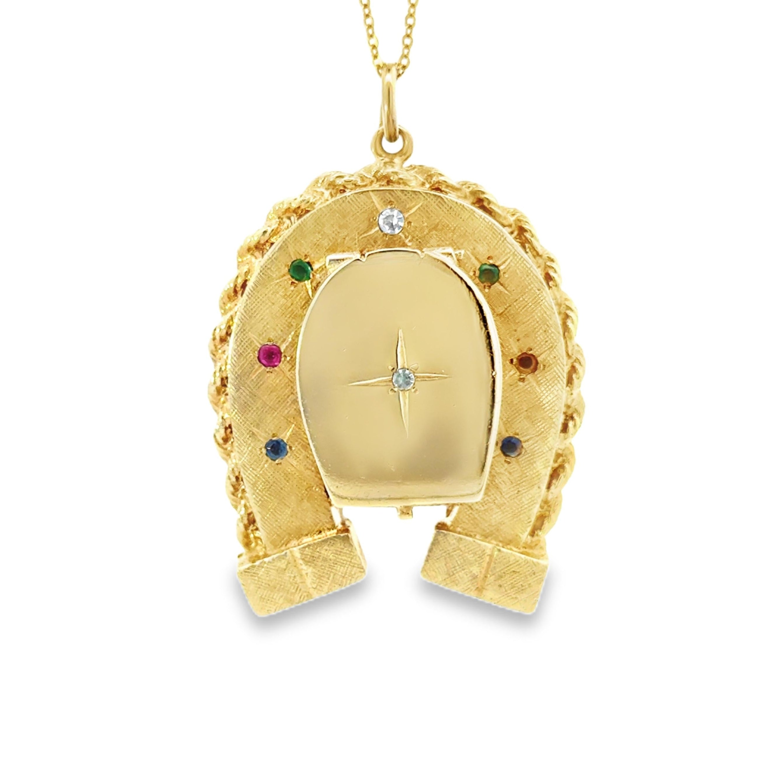 14k Yellow Gold Horseshoe locket Charm