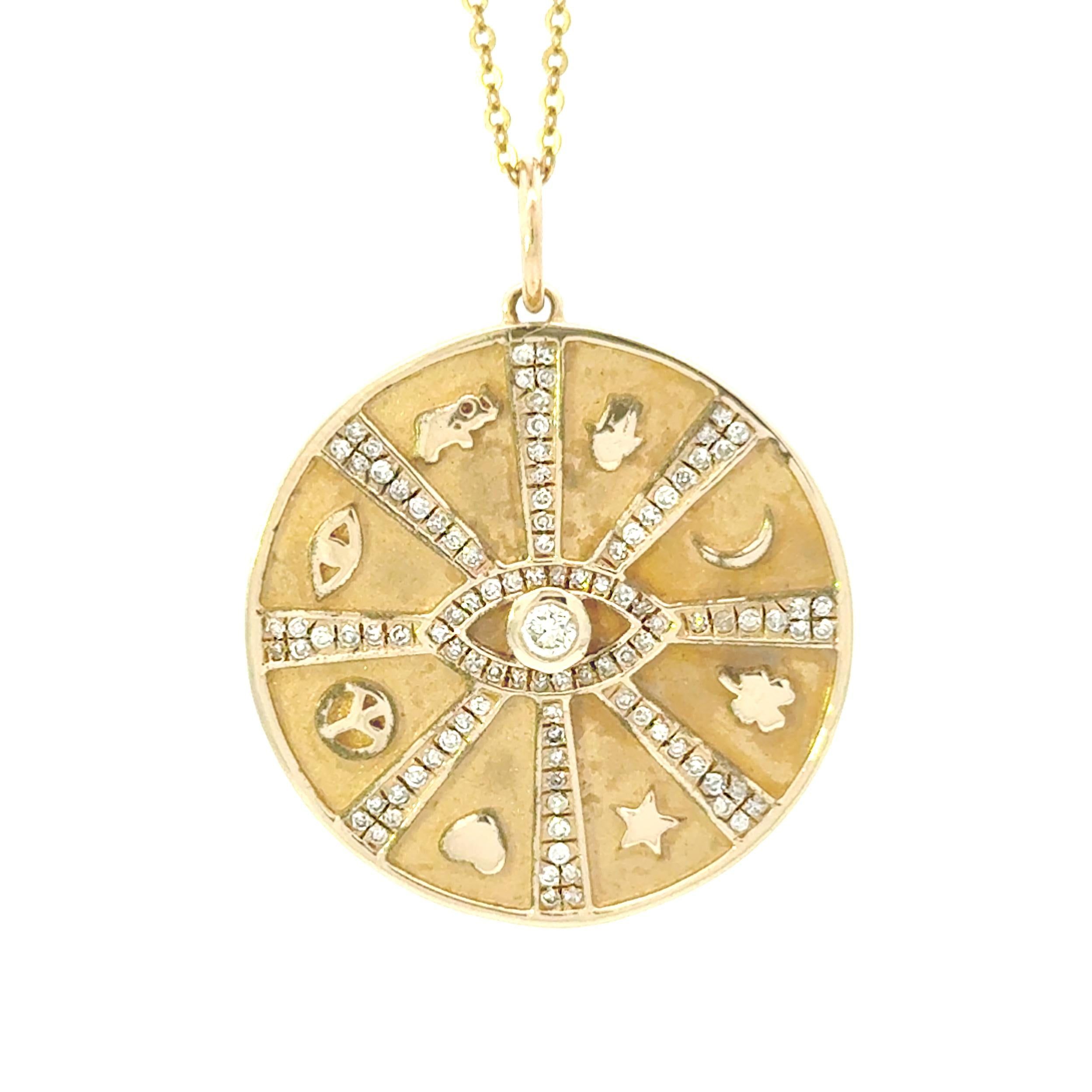 14k Yellow Gold Evil Eye Good Luck Charm
