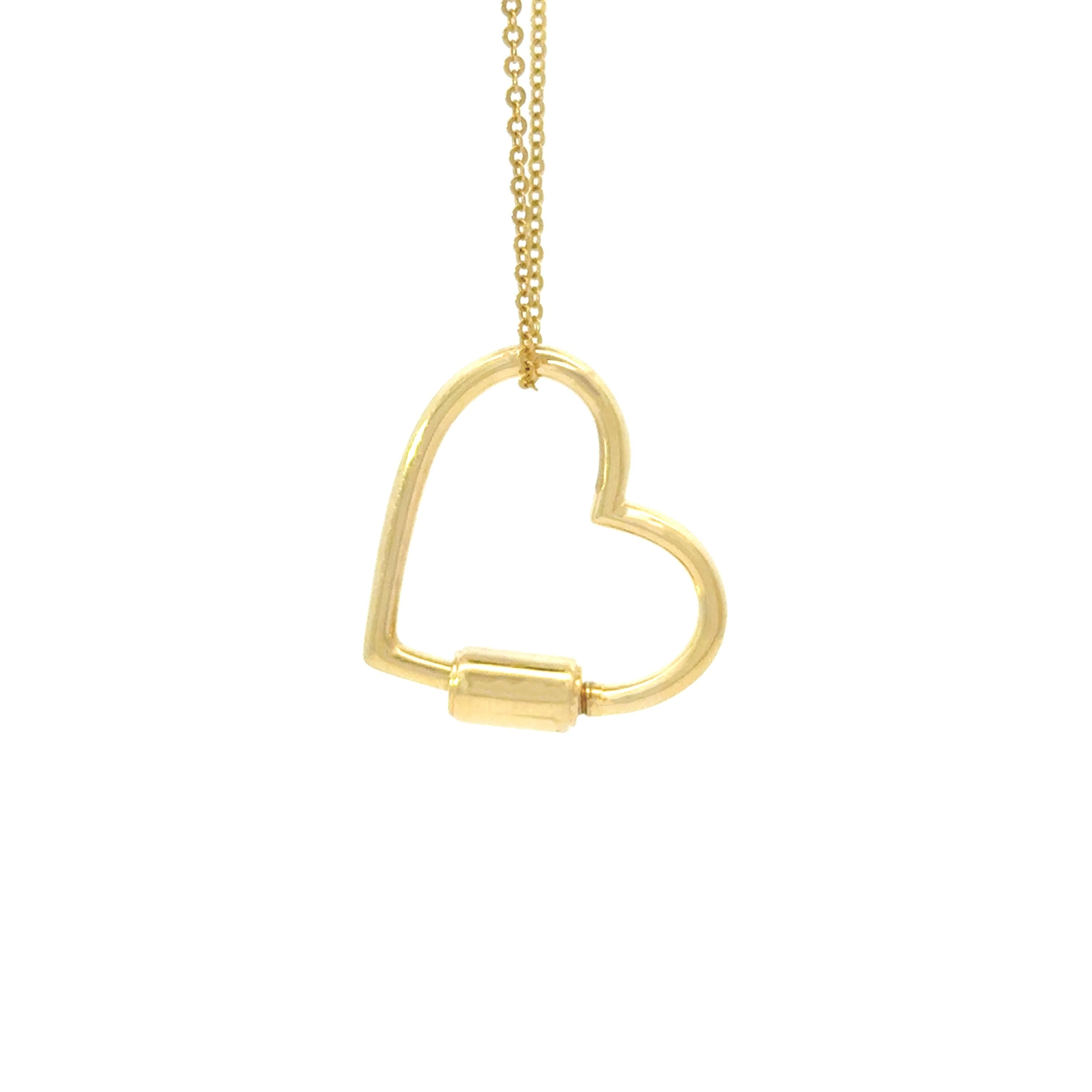 14k Yellow Gold Heart Carabiner