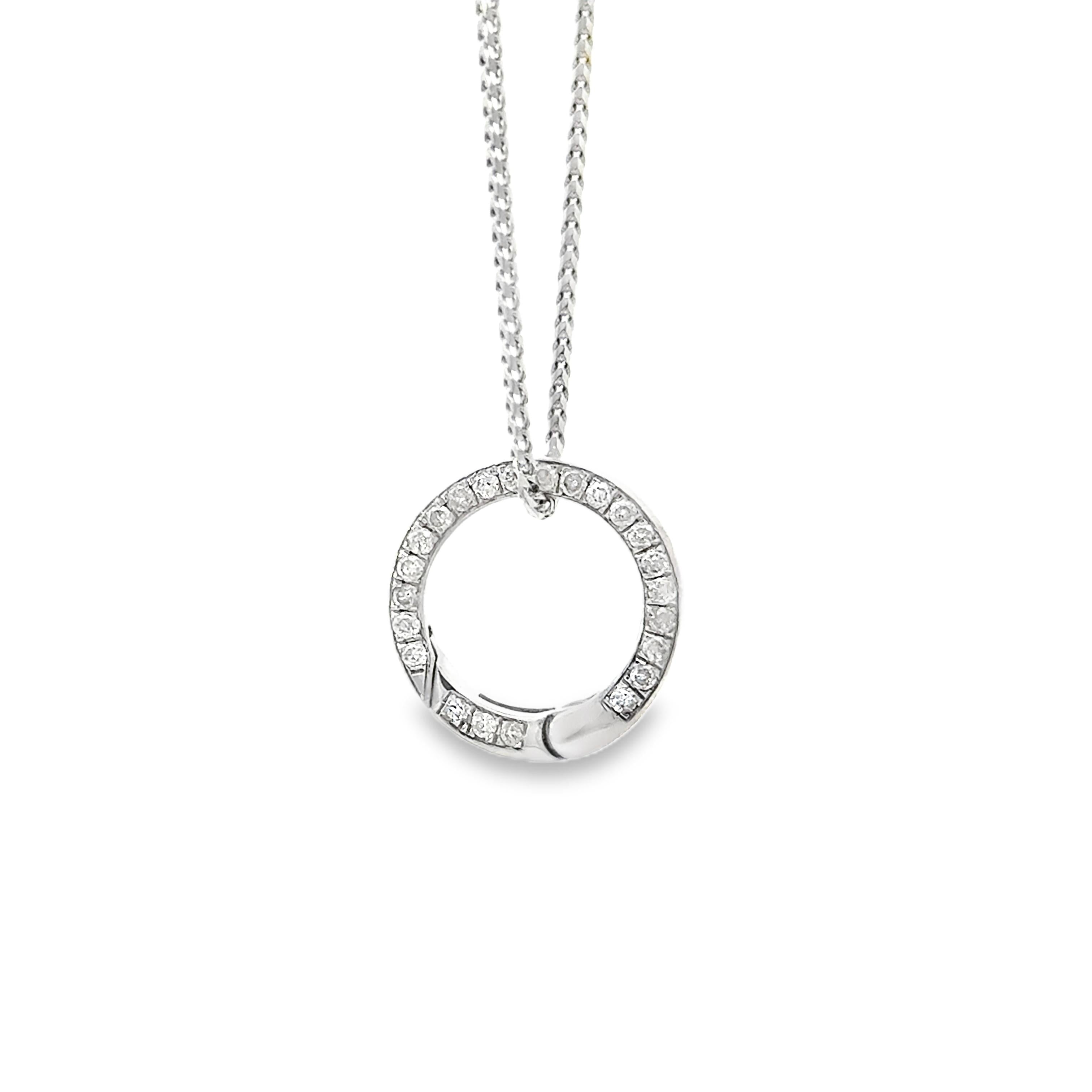 14k White Gold Diamond Push-in Circle Clasp
