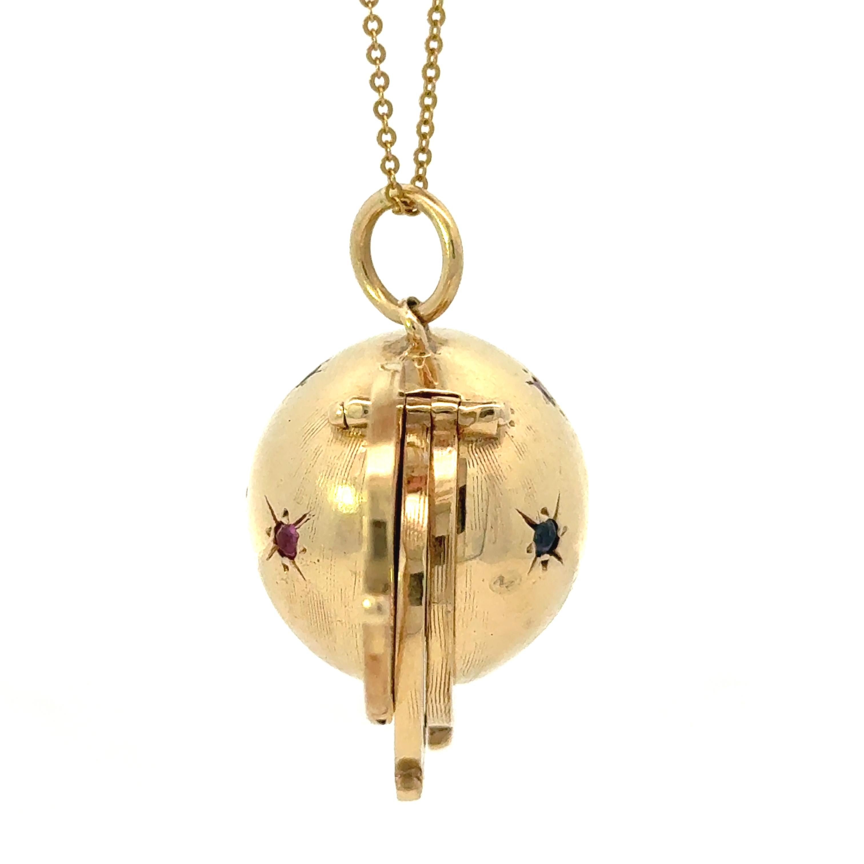 14k Yellow Gold Multi-gemstone Ball Locket Charm