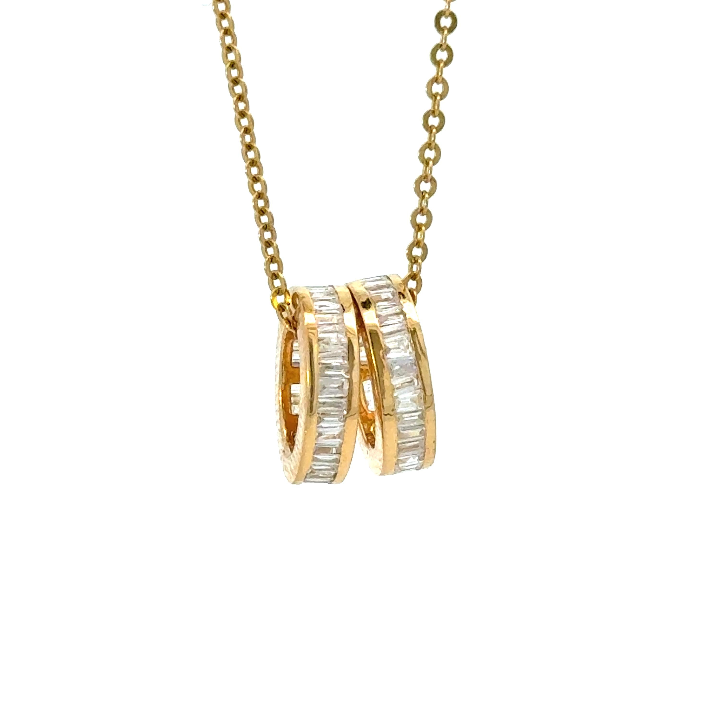 14k Yellow Gold and Baguette Diamond Rondel Spacer Charm