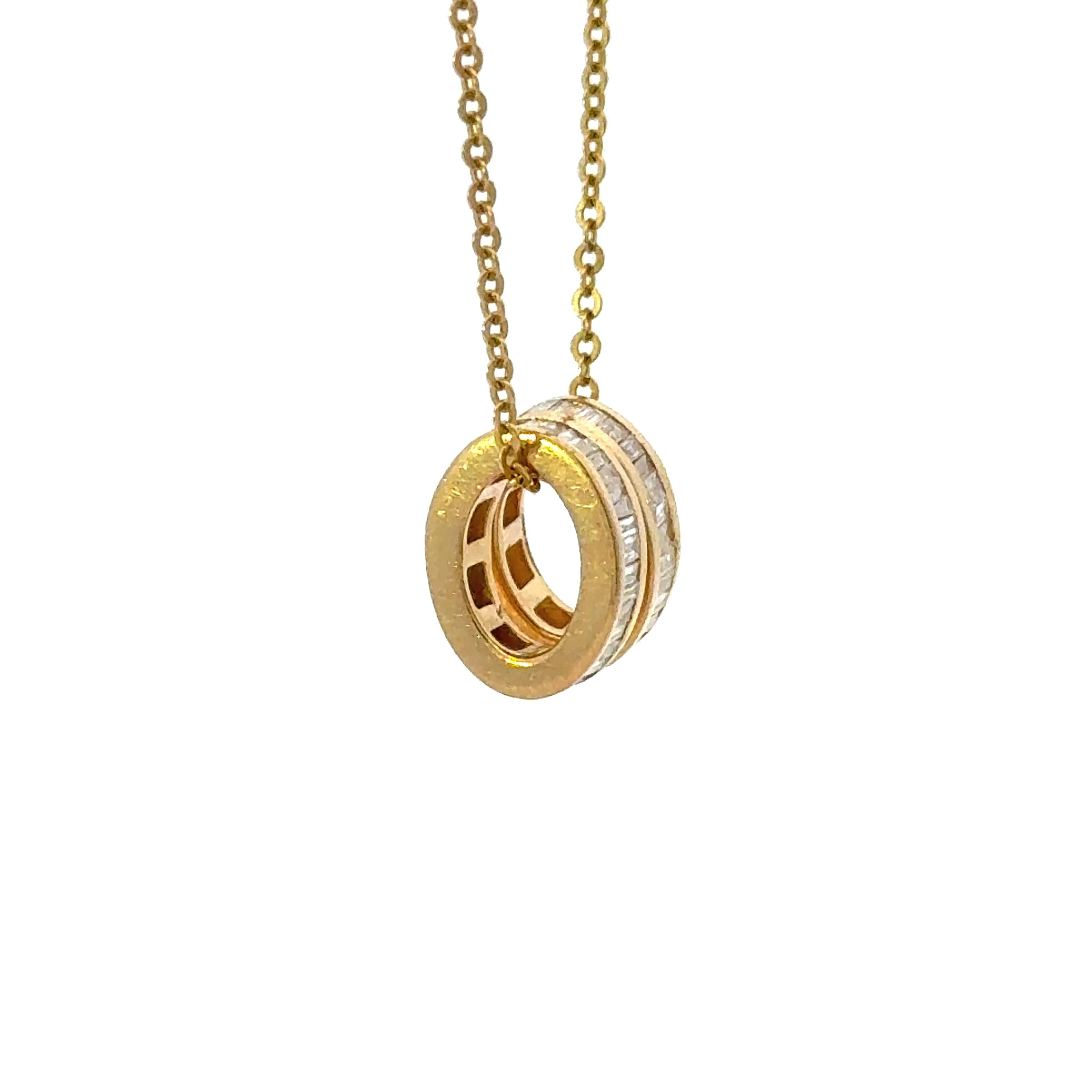 14k Yellow Gold and Baguette Diamond Rondel Spacer Charm