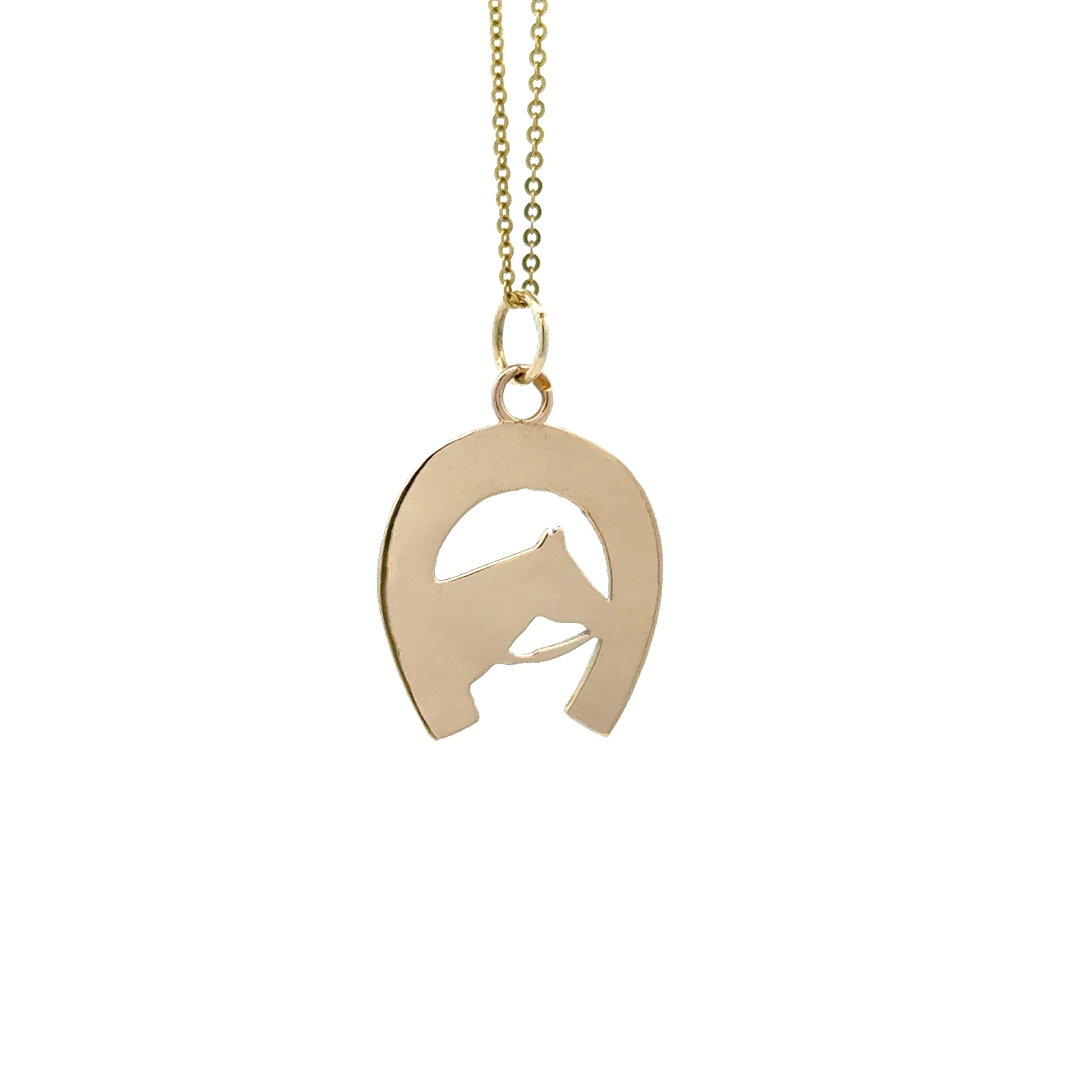 14k Yellow Gold Vintage Horseshoe Horse Charm