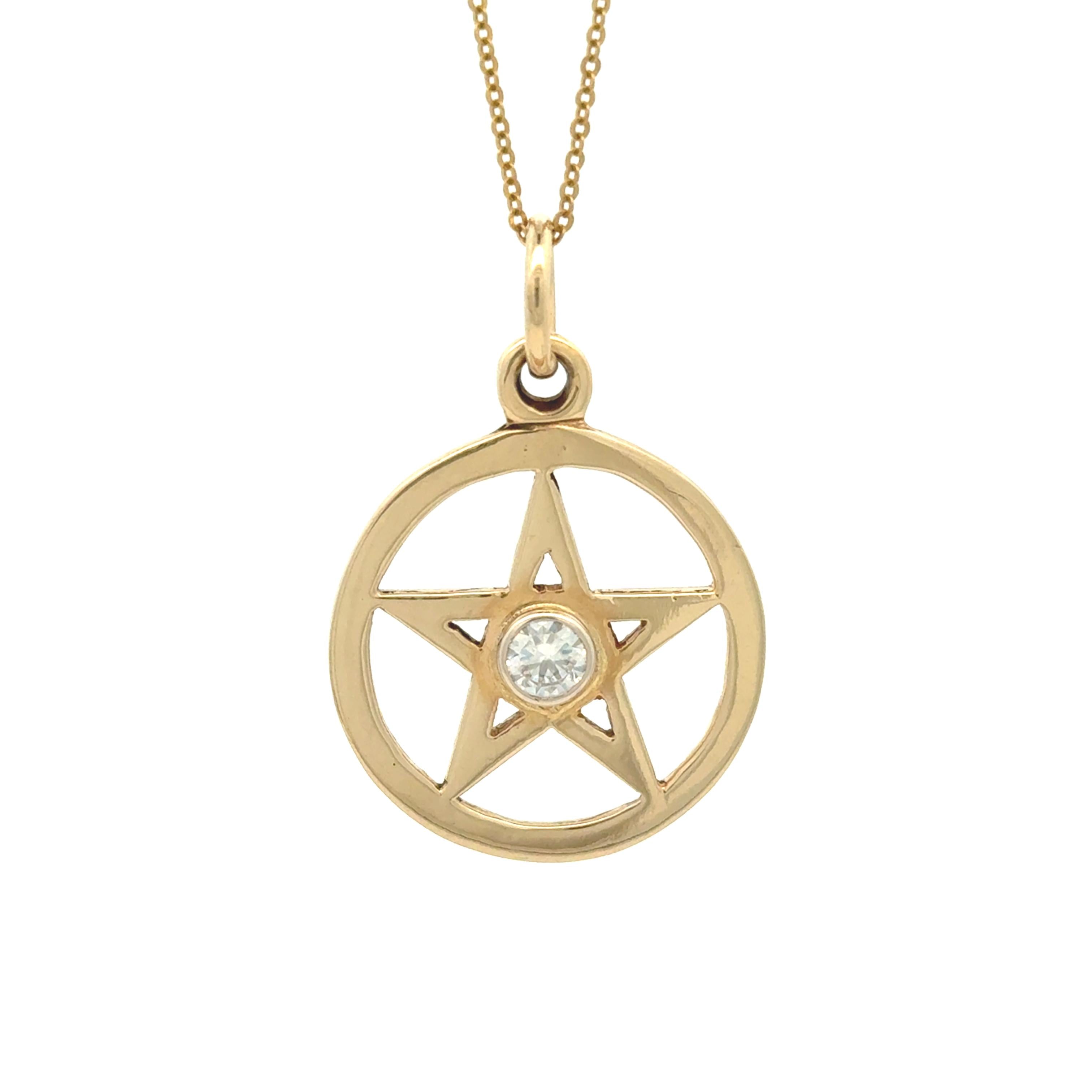 14k Yellow Gold Vintage Star and Diamond Charm