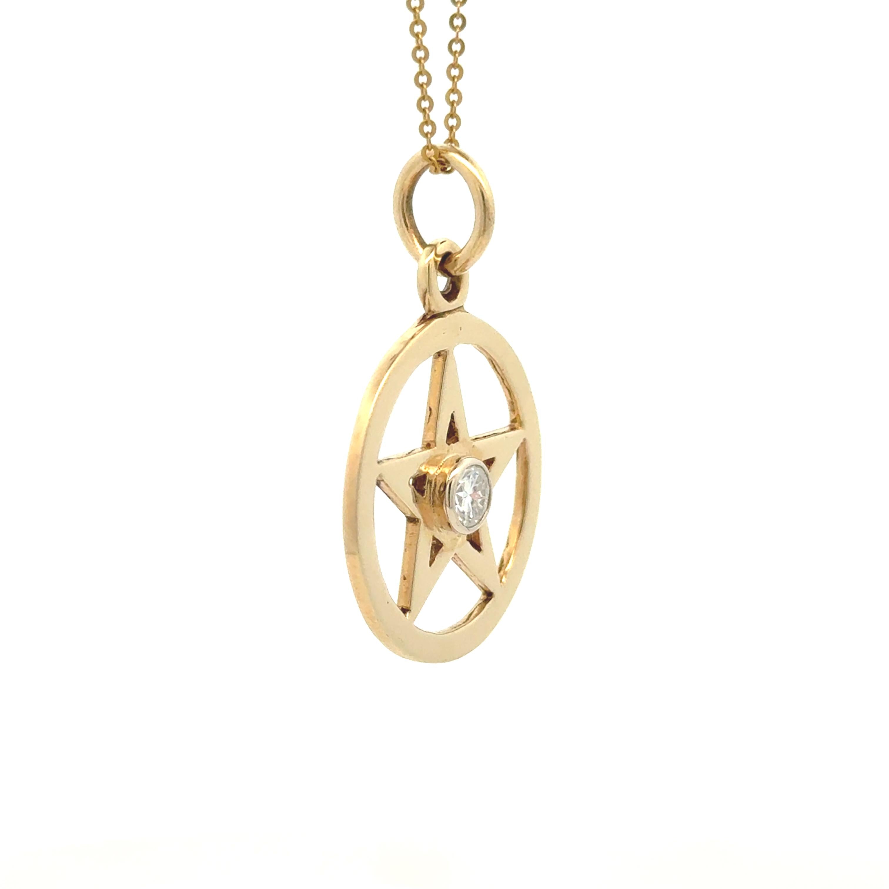 14k Yellow Gold Vintage Star and Diamond Charm