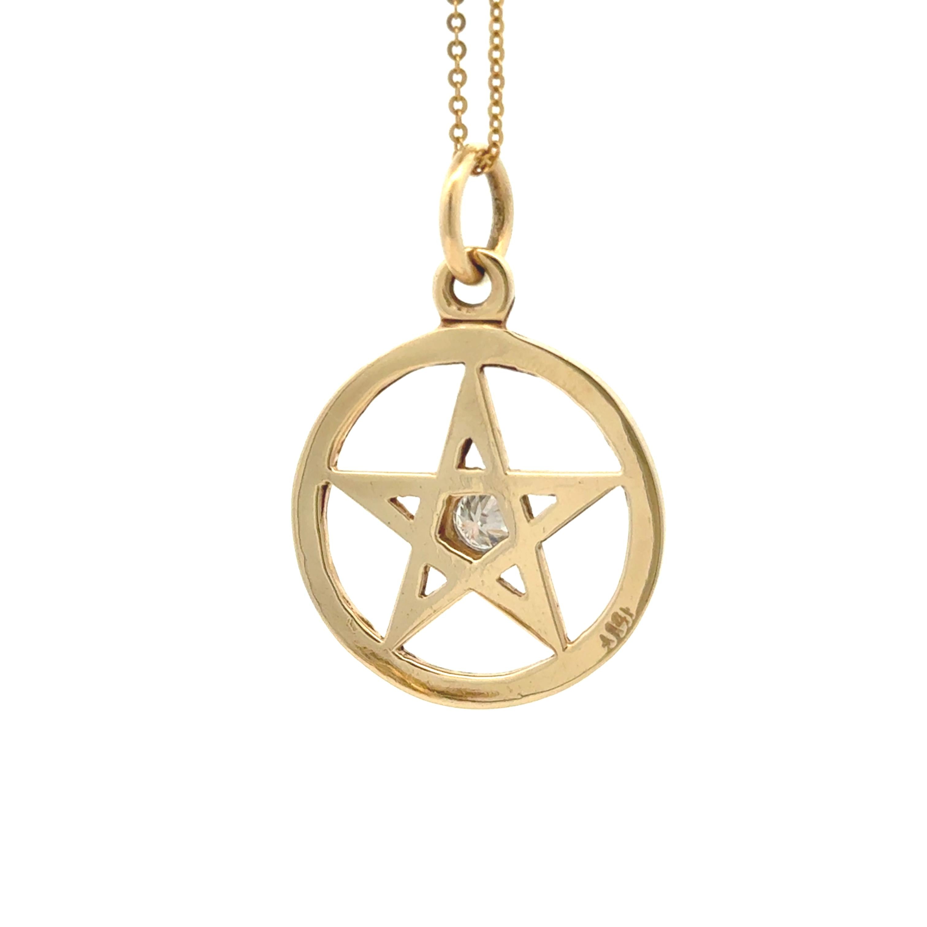 14k Yellow Gold Vintage Star and Diamond Charm