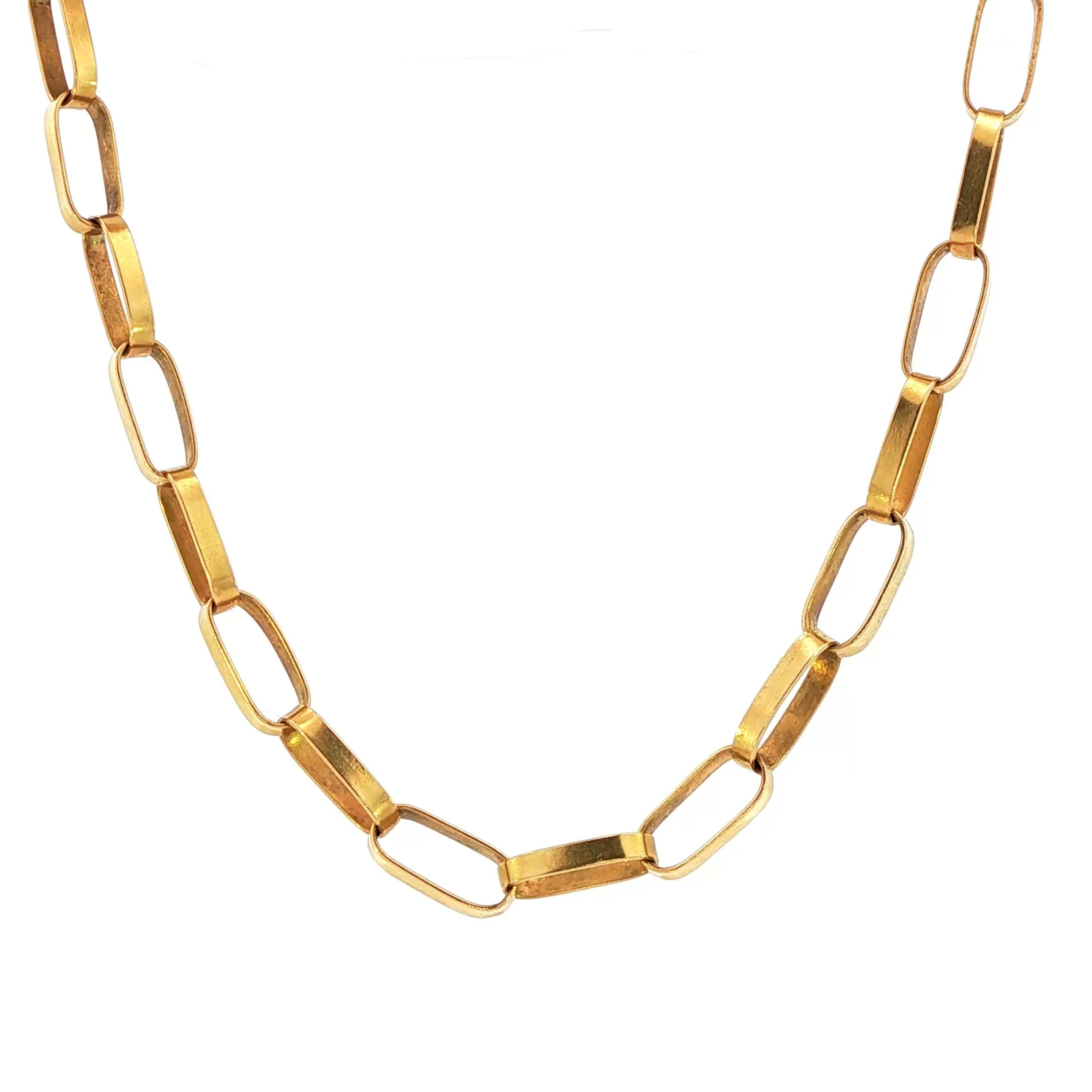 18k Yellow Gold Vintage Italian Paperclip Link Chain Necklace