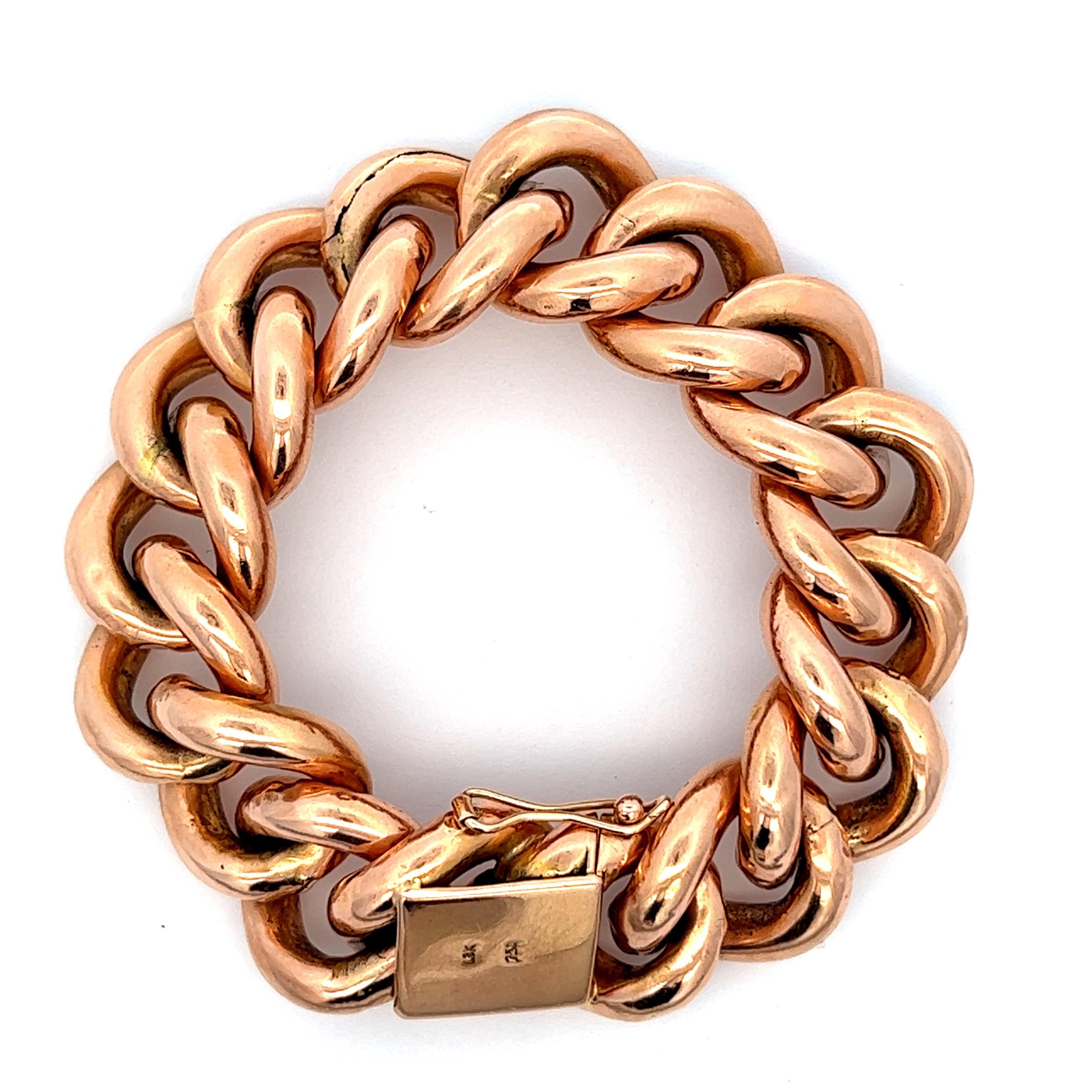Vintage 18K Rose Gold Curb Chain Bracelet