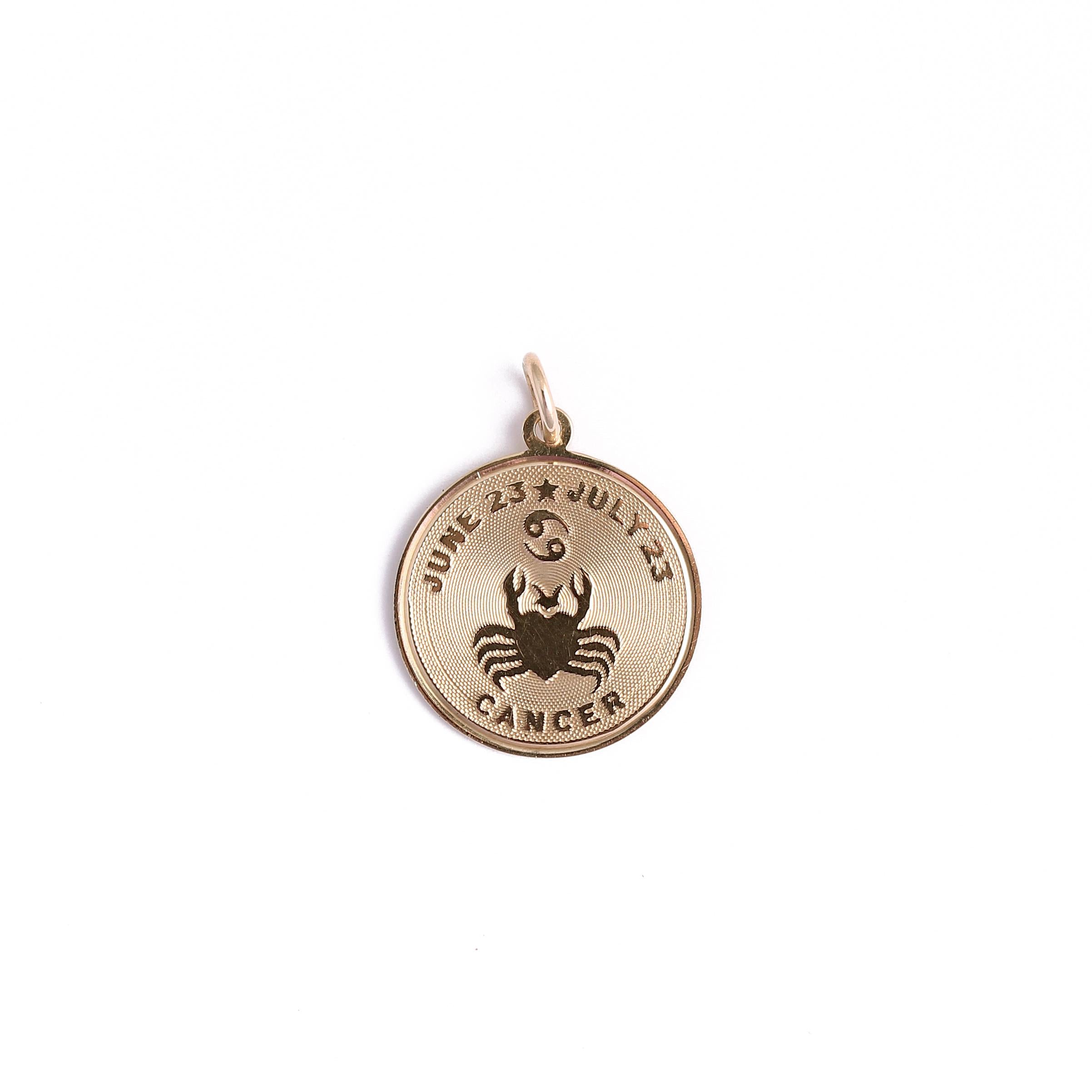 Vintage Cancer Zodiac 14k Gold Charm