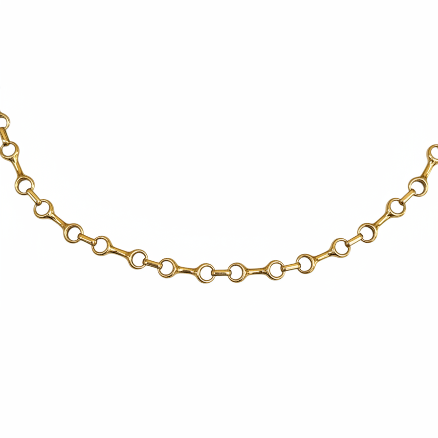 14k Yellow Gold Bone Link Chain Necklace