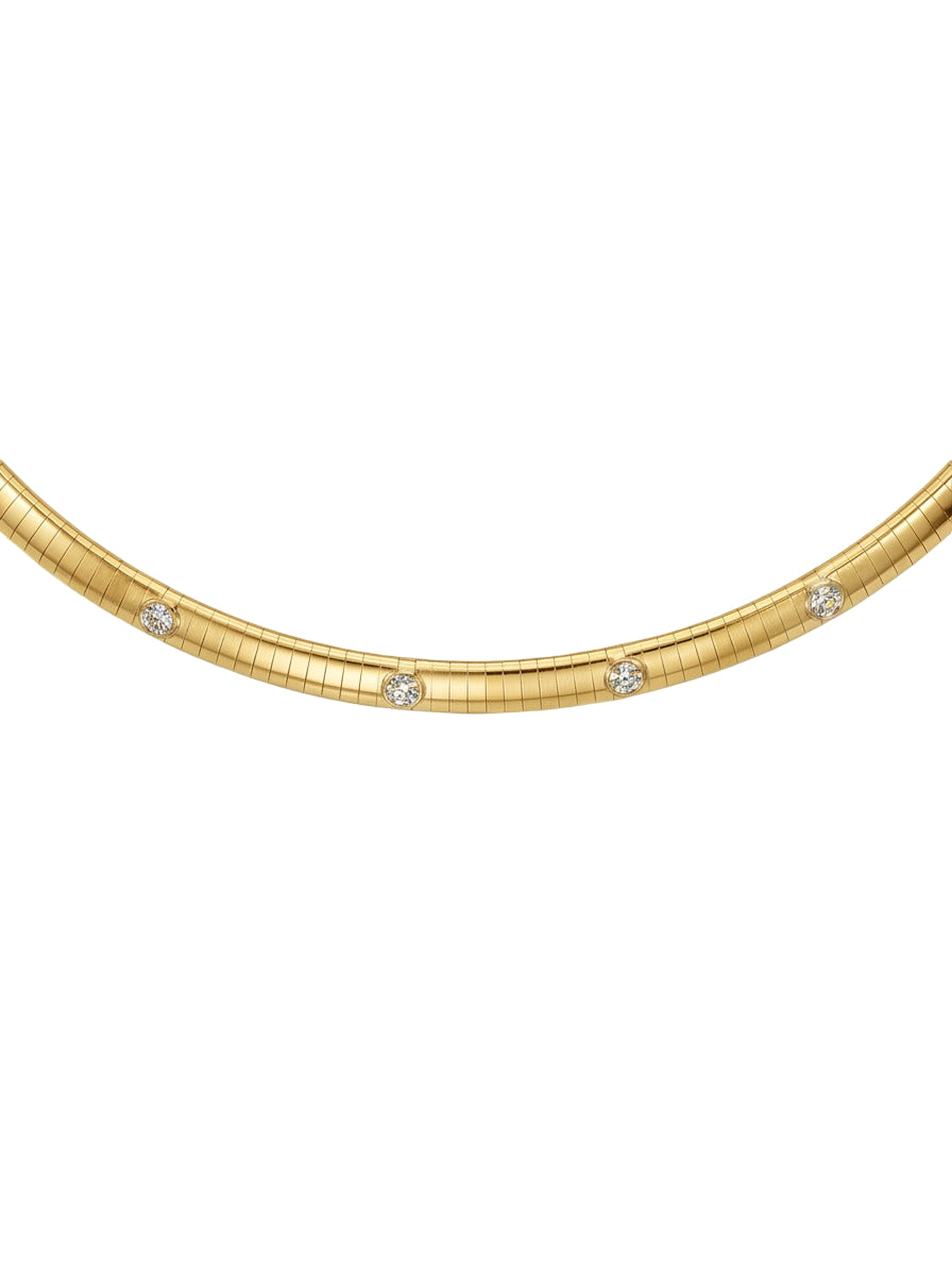 18k Yellow Gold Vintage 2 Carat Diamond Omega Chain