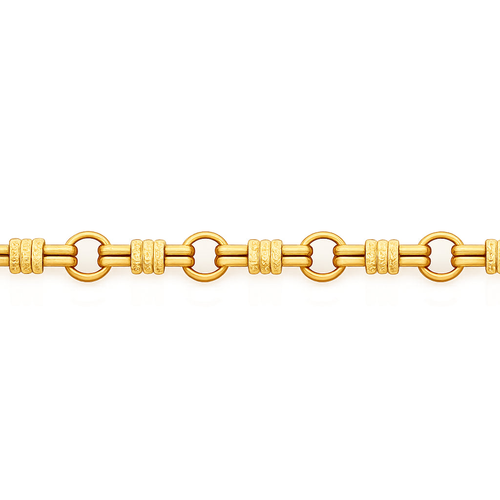 14k Yellow Gold Vintage Link Toggle Charm Bracelet