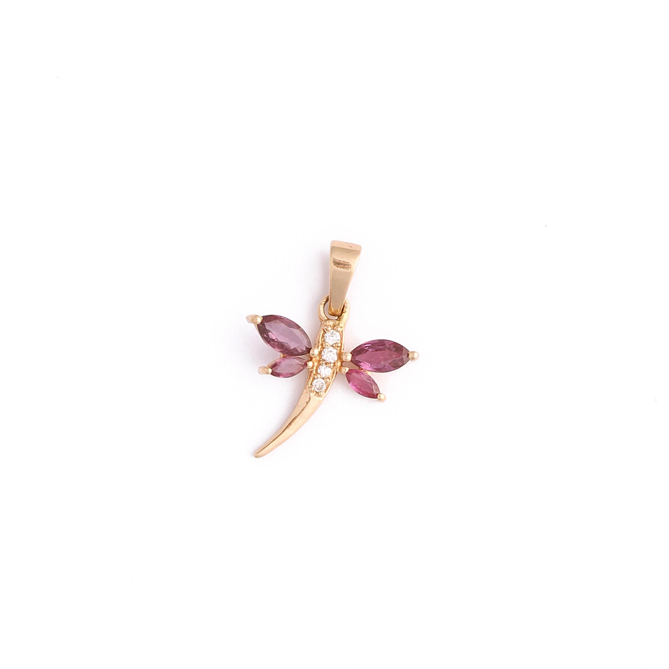 New 14k Ruby and Diamond Dragonfly Charm