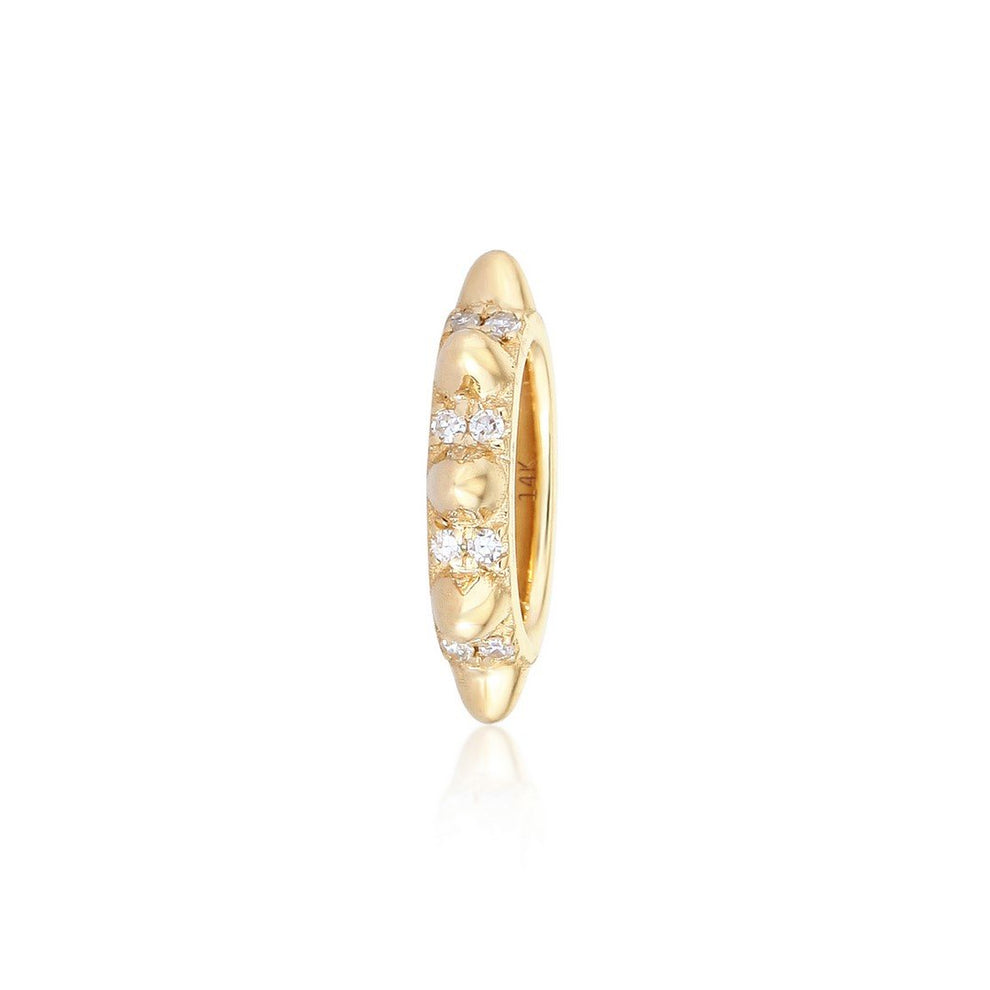 Dije espaciador redondo con diamantes en forma de púas en oro amarillo de 14 k