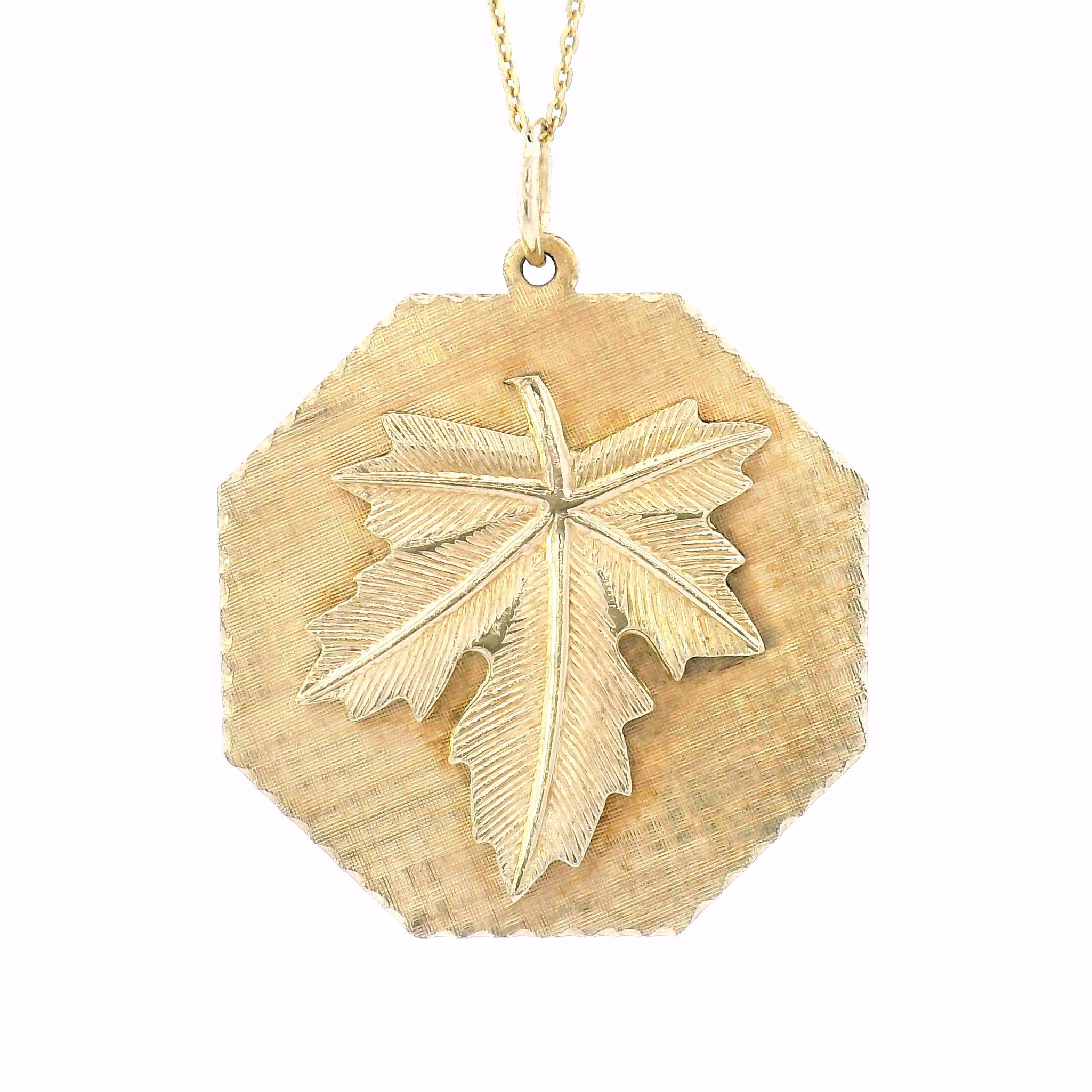 14K Yellow Gold Vintage Deborah Tree of Life Maple Leaf Charm