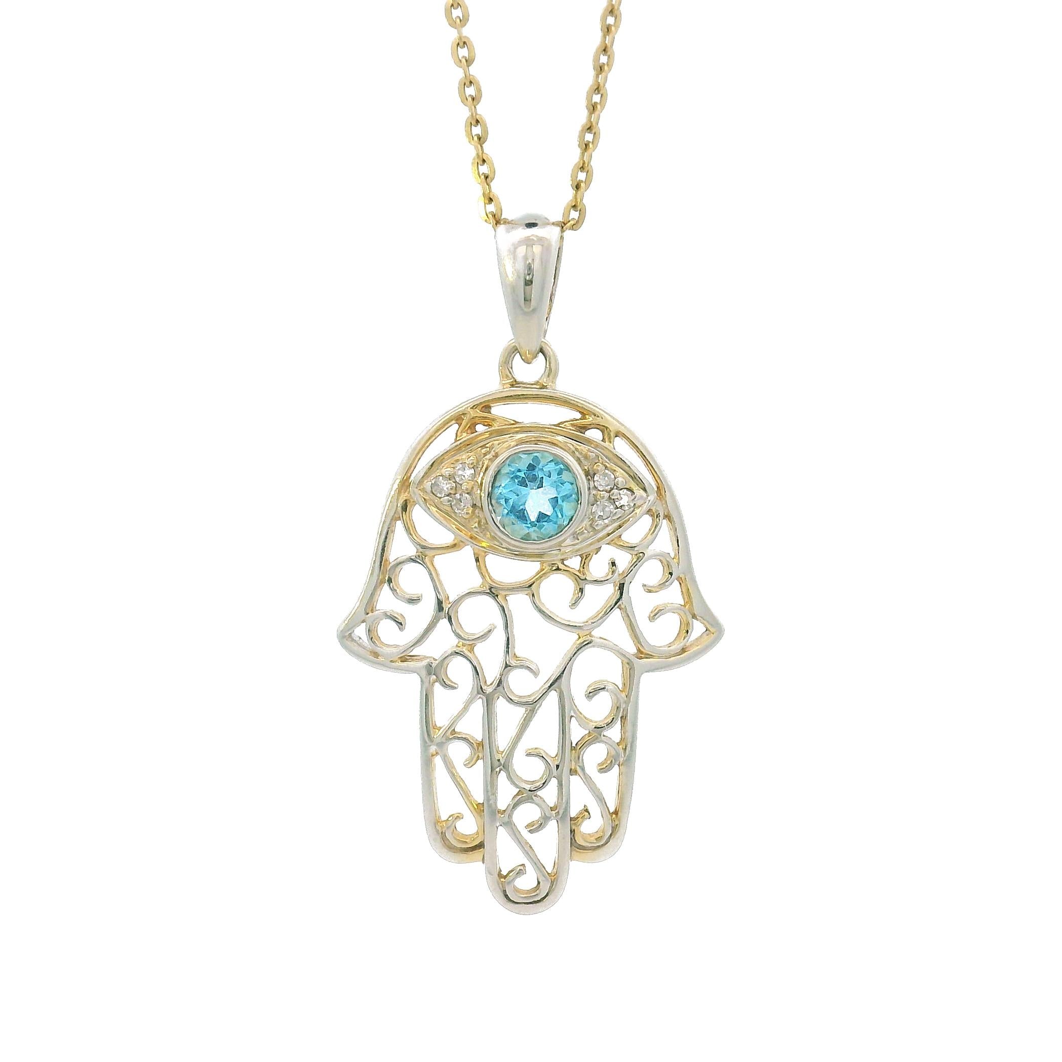14k White and Yellow Gold Vintage Hamsa Charm