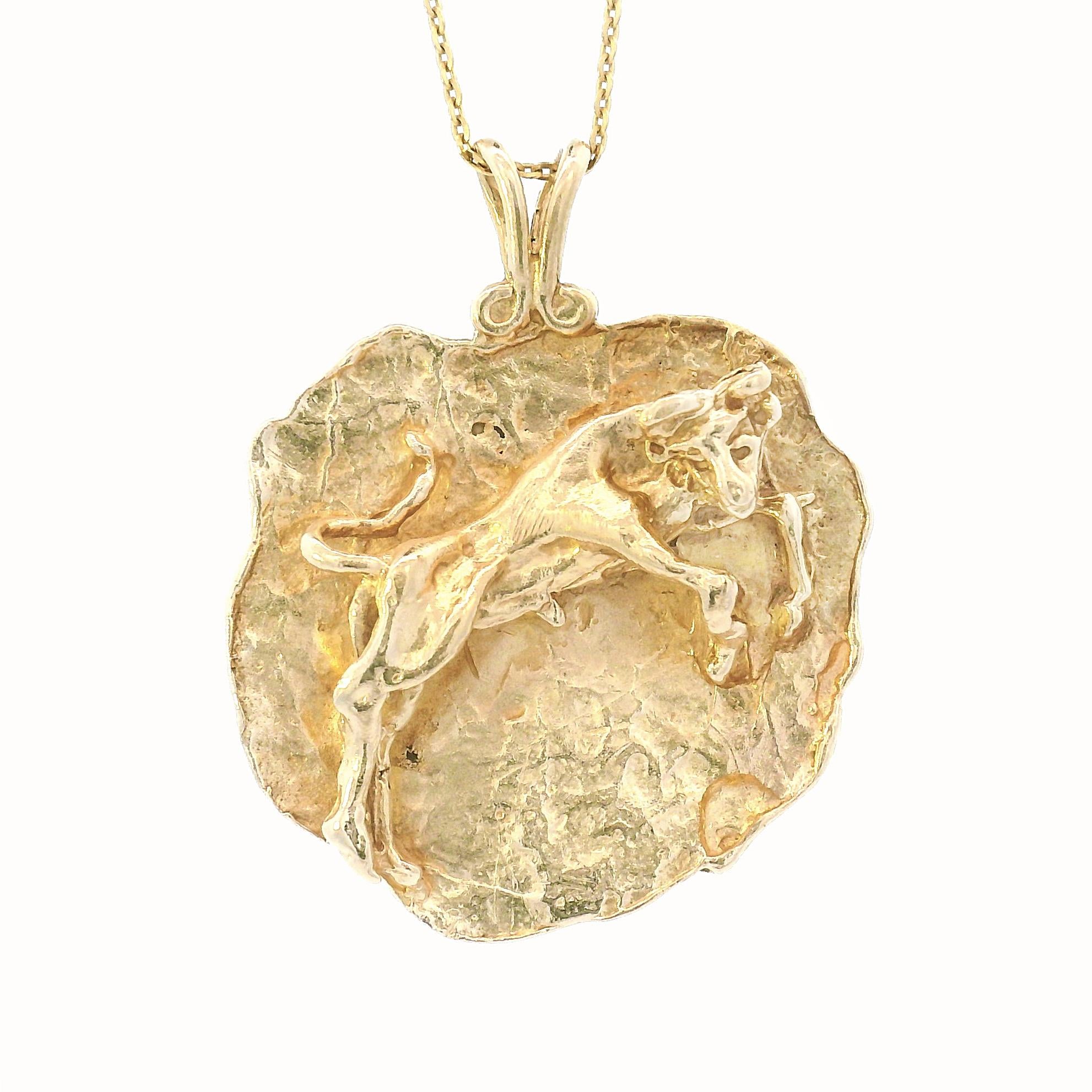 14k Yellow Gold Vintage Taurus Zodiac Charm