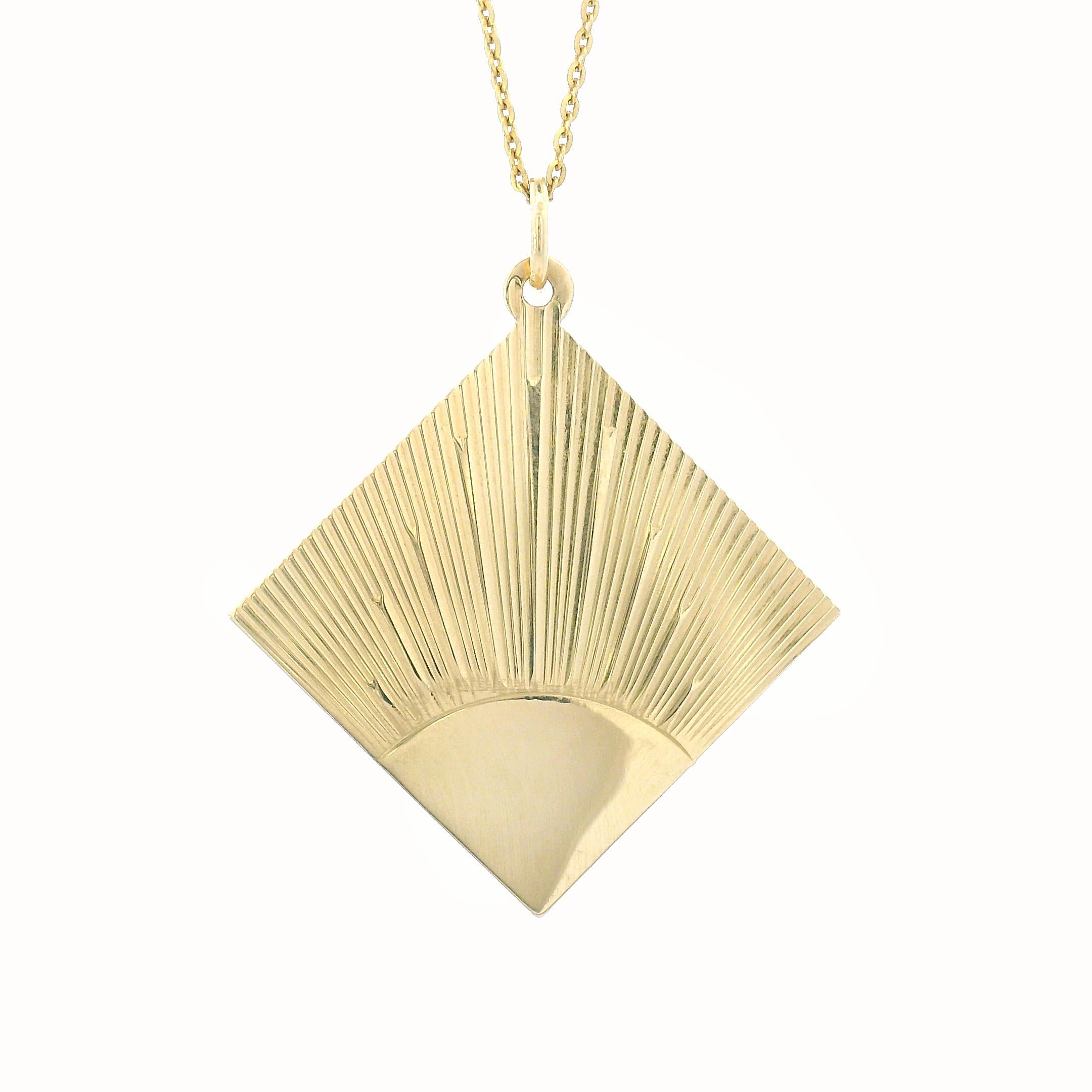 Vintage 14k Gold Engine Turned Square Charm