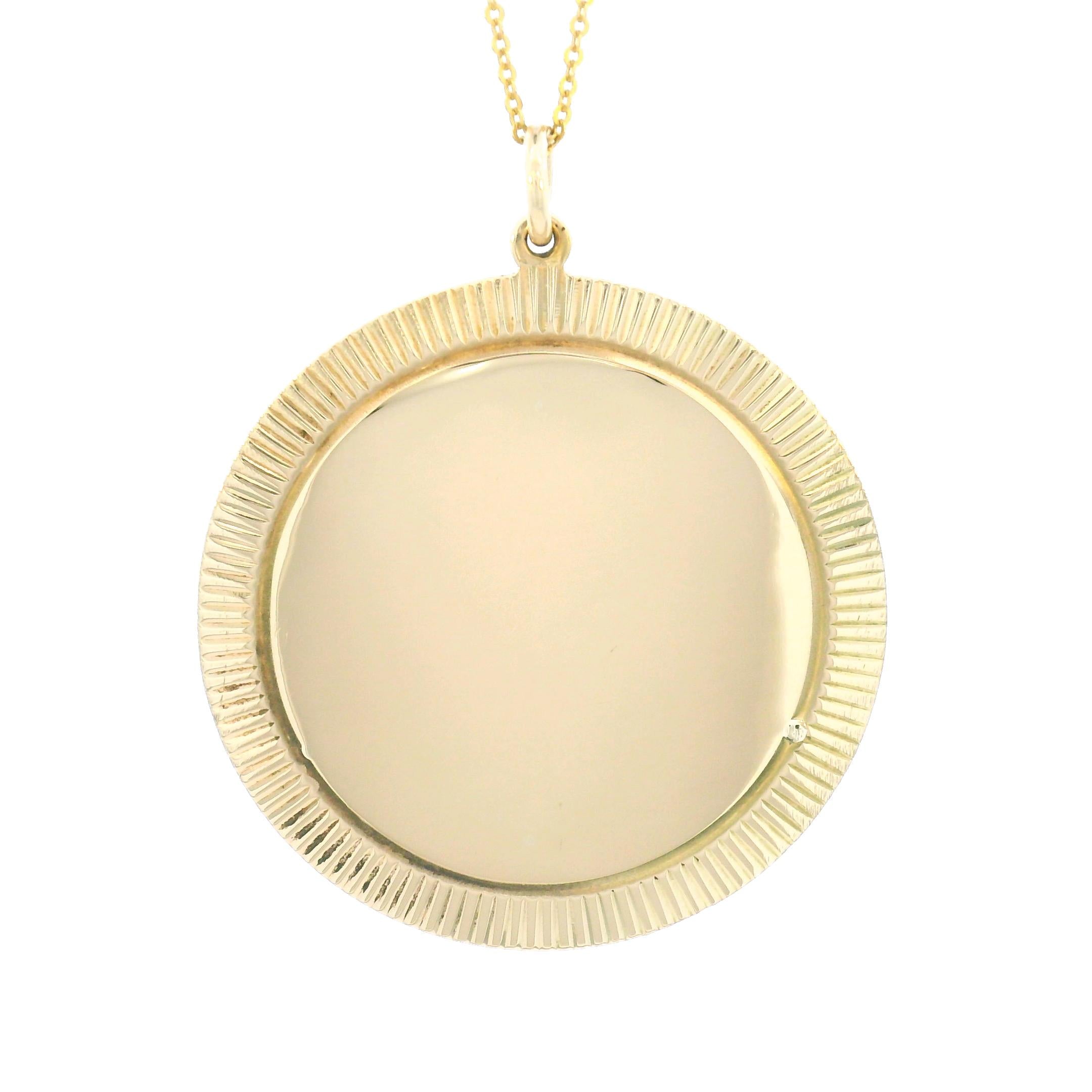 14K Yellow Gold Vintage Engine Turned Circle Charm