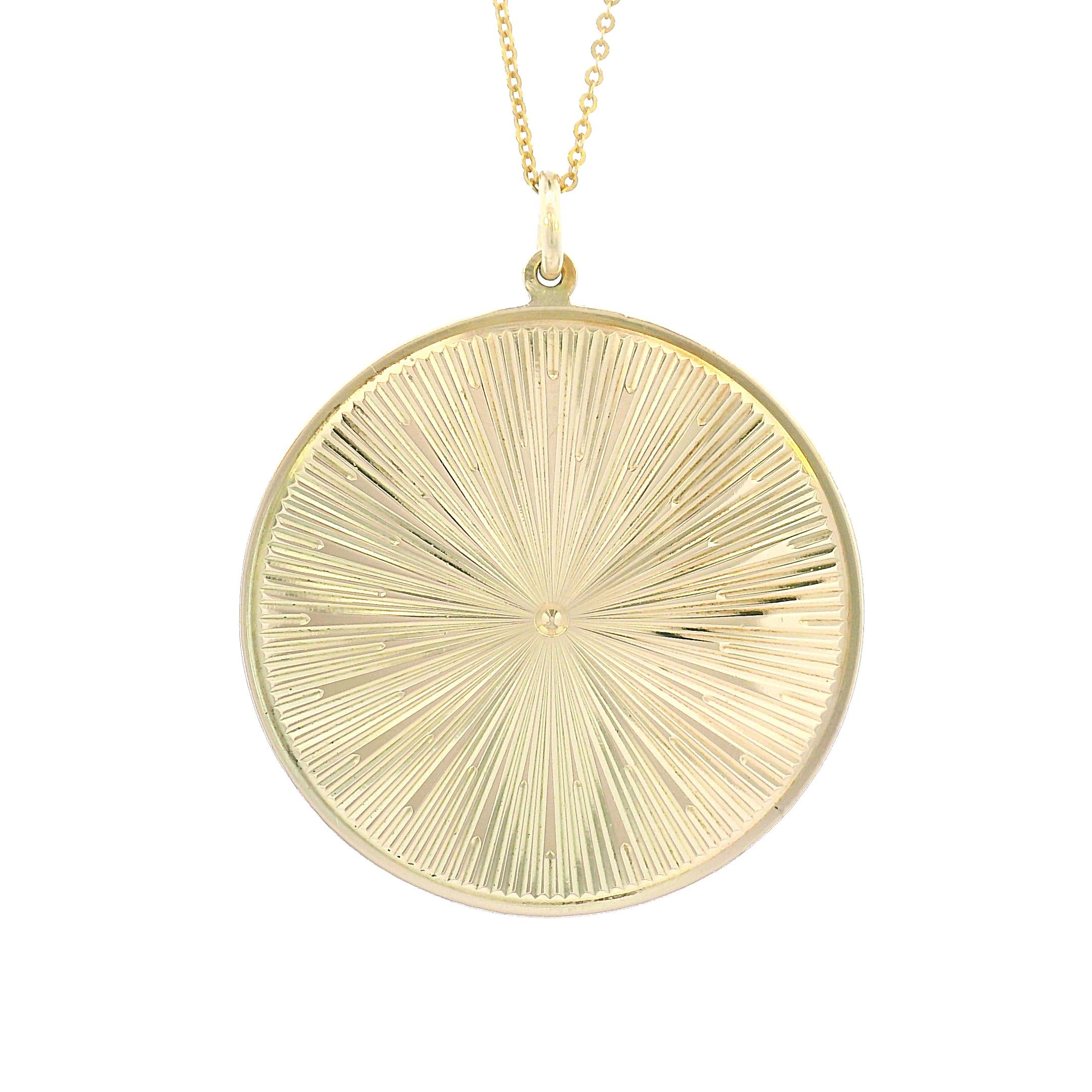 14K Yellow Gold Vintage Engine Turned Circle Charm