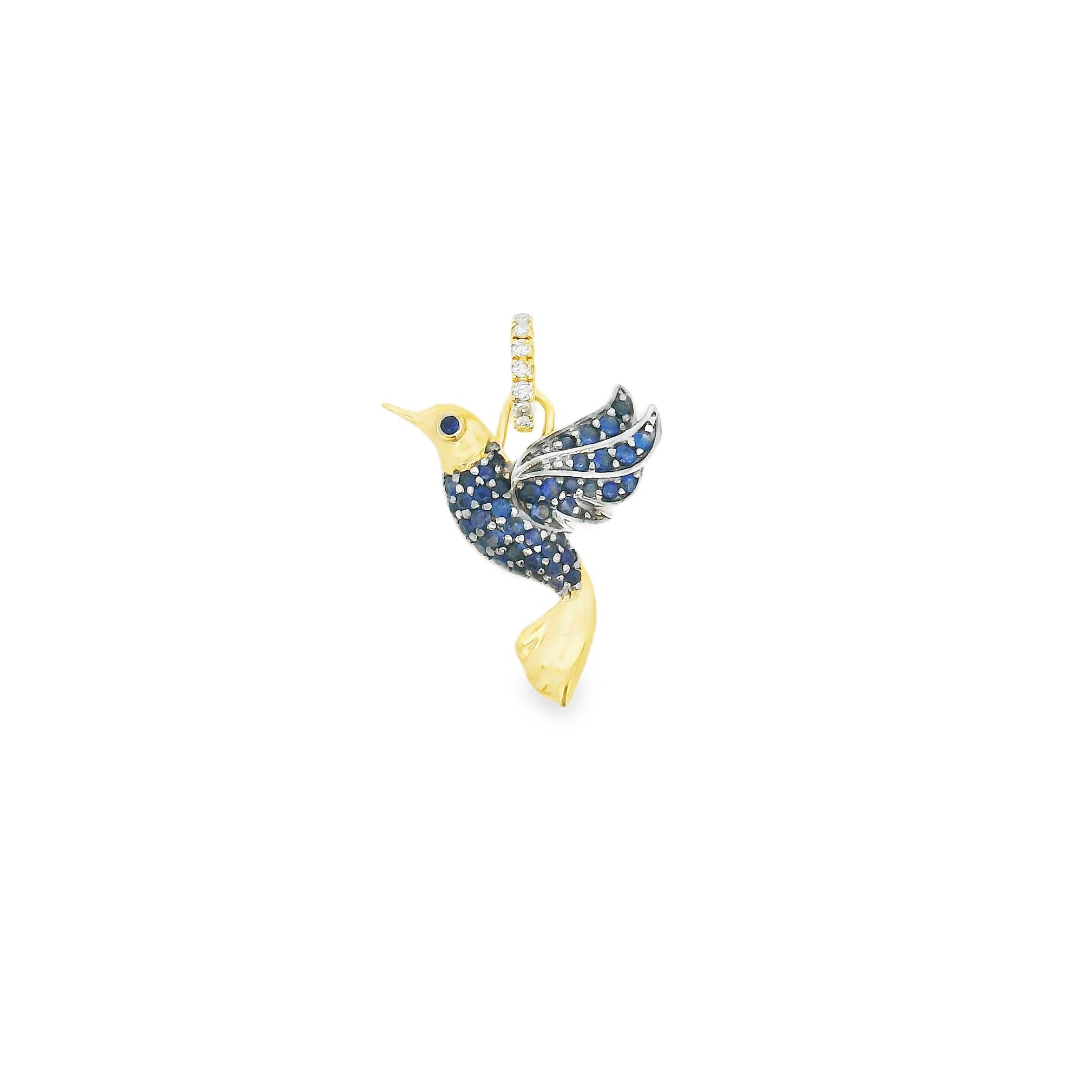 New Blue Topaz Hummingbird with Removable Diamond Clasp Charm