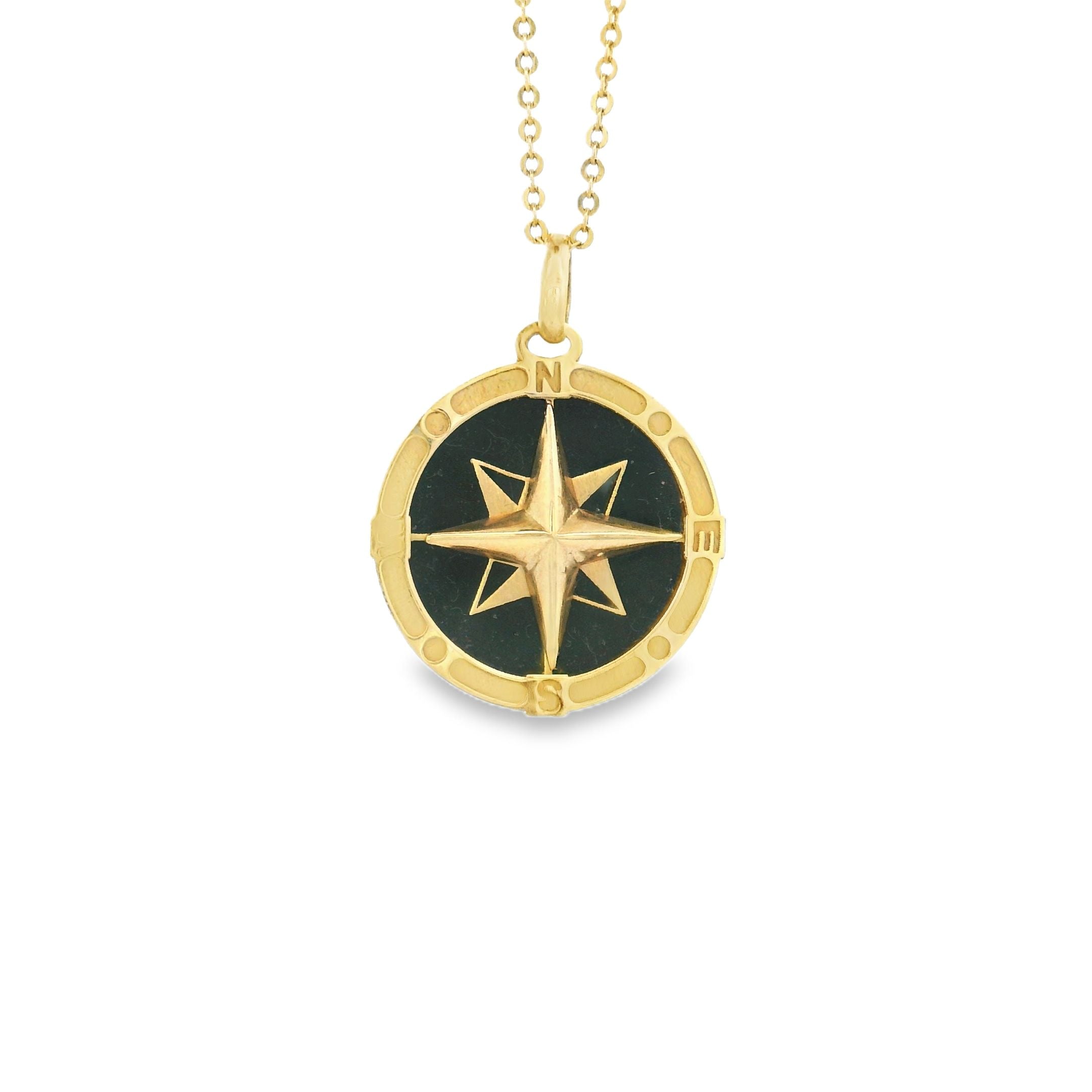 14k Yellow Gold Medium Gemstone Compass Charm