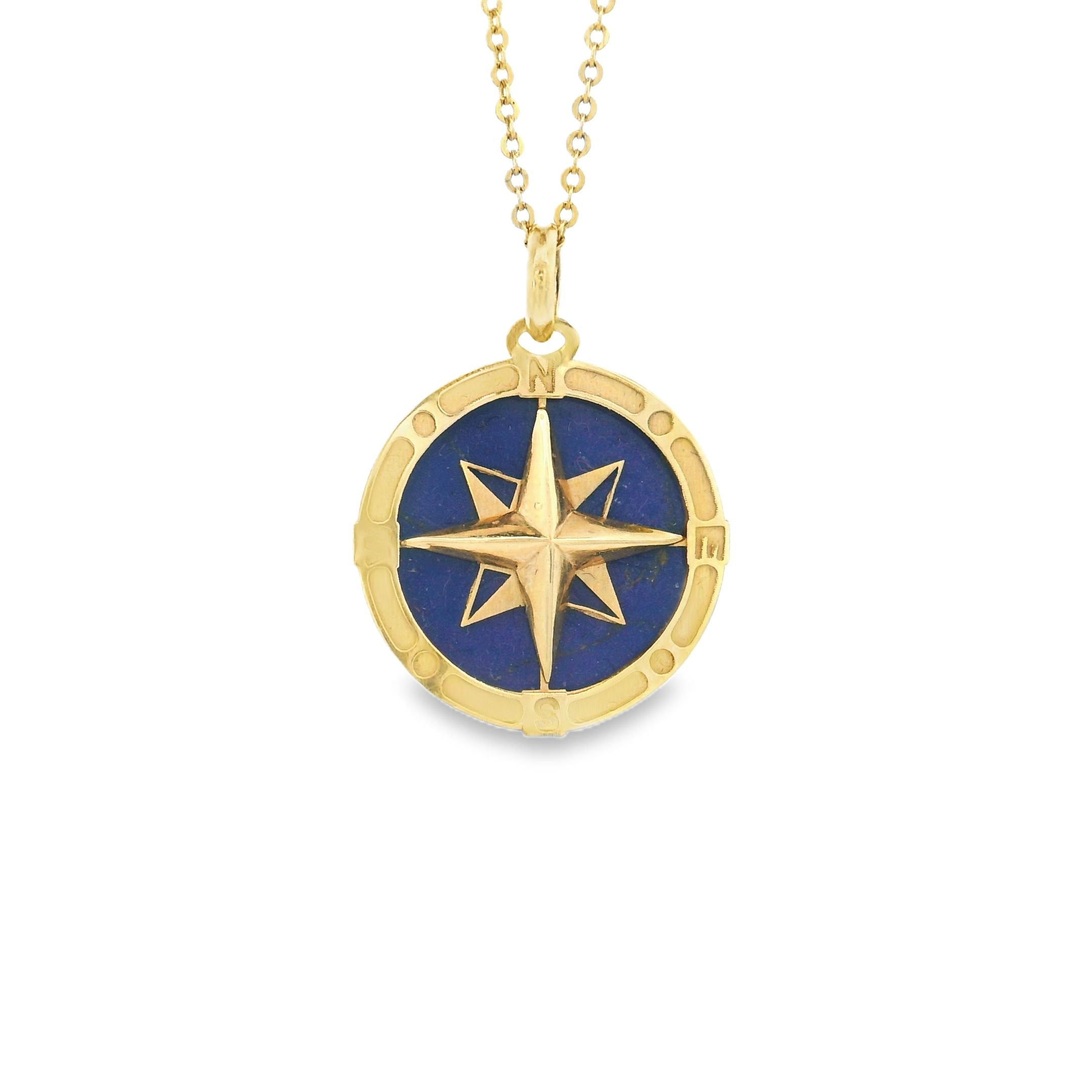 14k Yellow Gold Medium Gemstone Compass Charm
