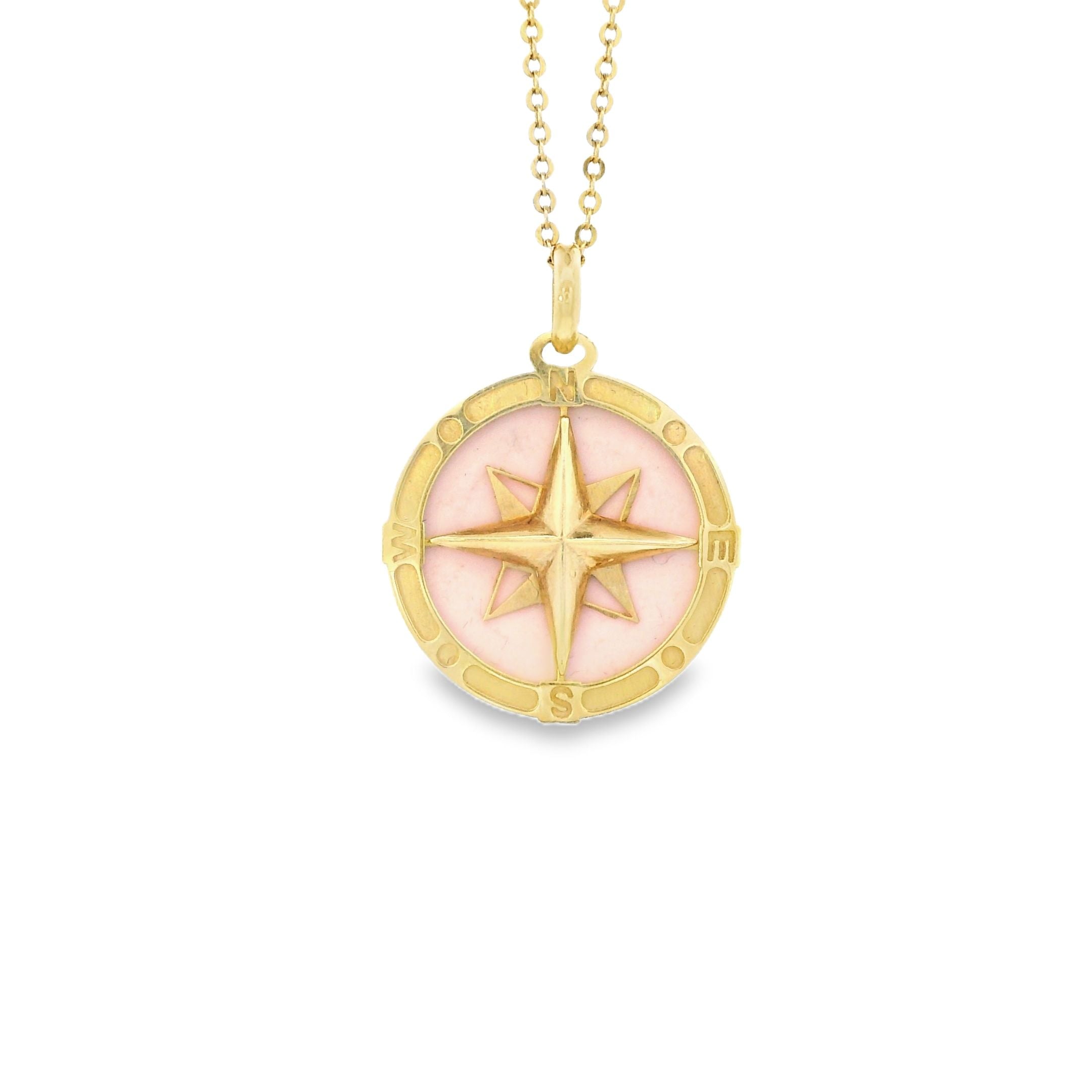 14k Yellow Gold Medium Gemstone Compass Charm