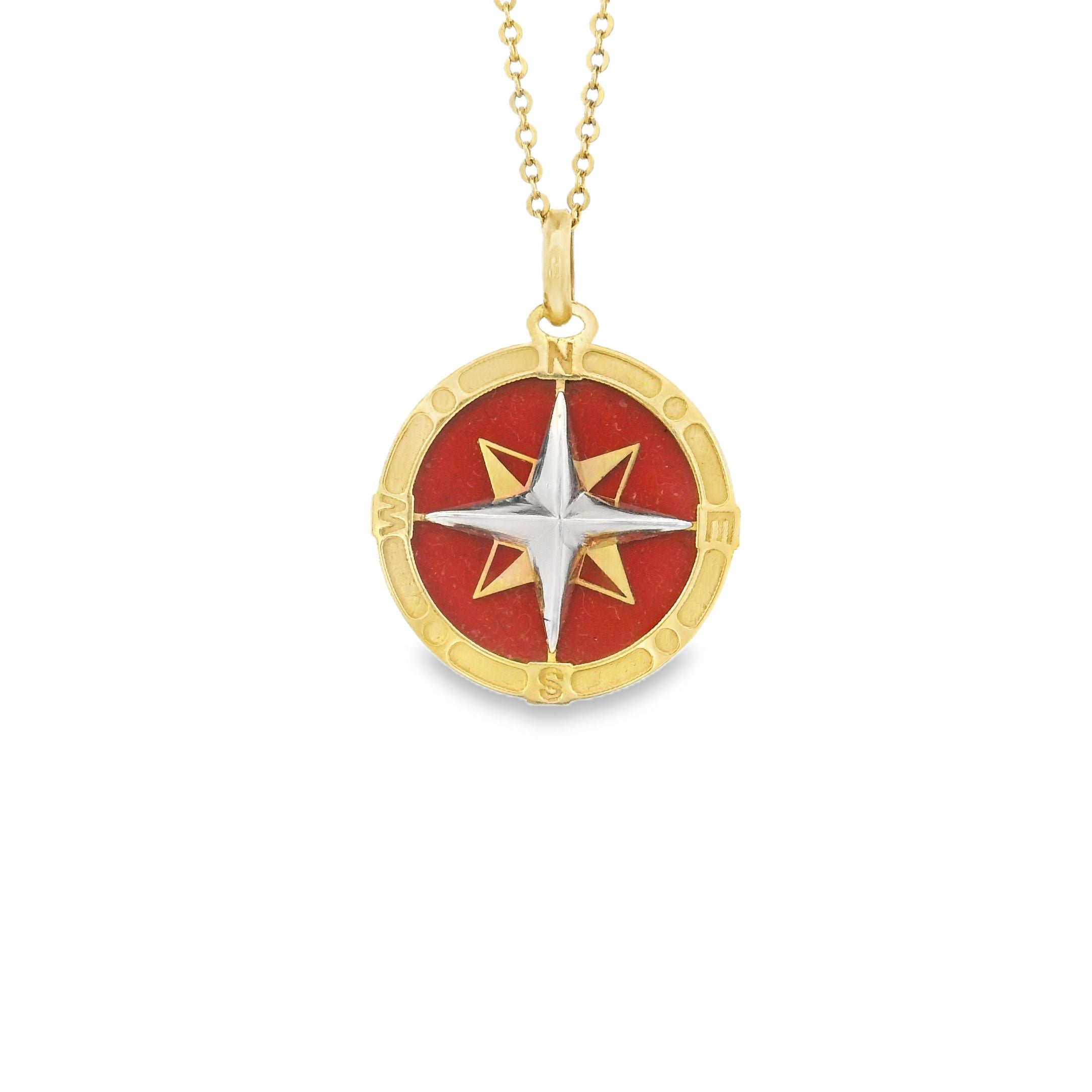 14k Yellow Gold Medium Gemstone Compass Charm