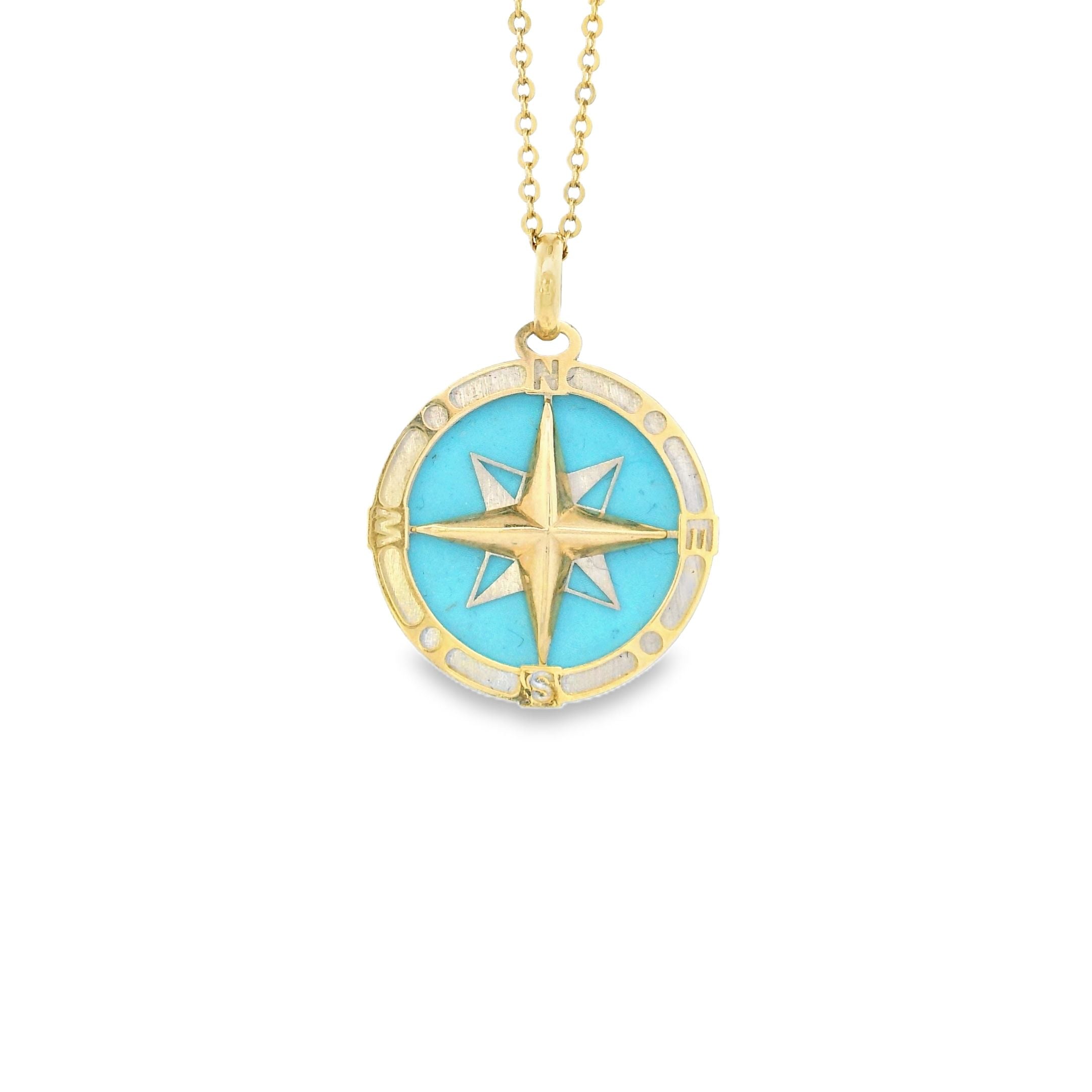 14k Yellow Gold Medium Gemstone Compass Charm