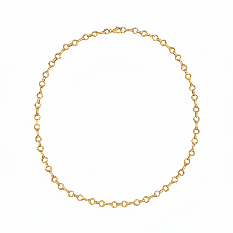 14k Yellow Gold Bone Link Chain Necklace