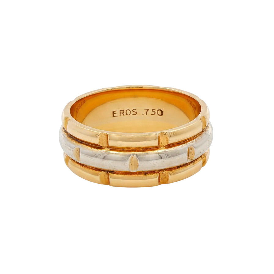 18k Tri Toned Gold 1980s Bamboo-Style Band Ring