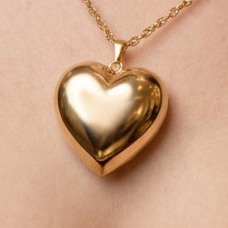 18k Yellow Gold Large Puffy Heart Pendant