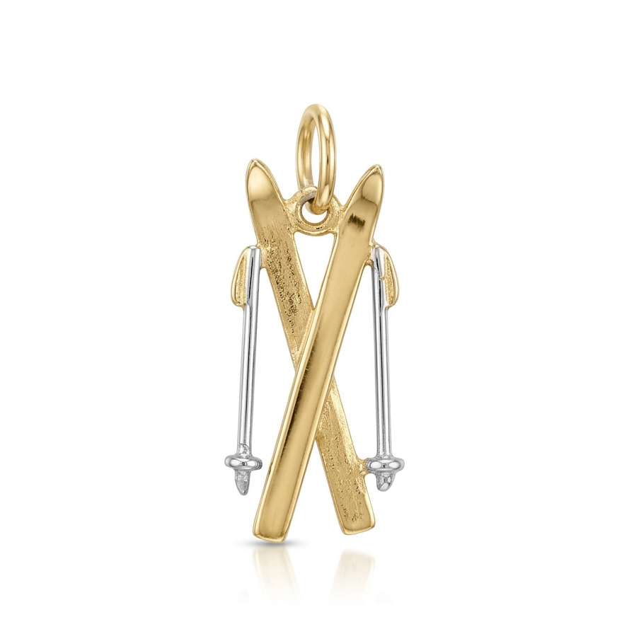 14K Yellow Gold Vintage Ski Charm