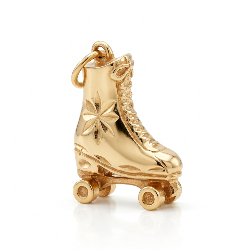 14k Yellow Vintage Gold Roller Skate Charm