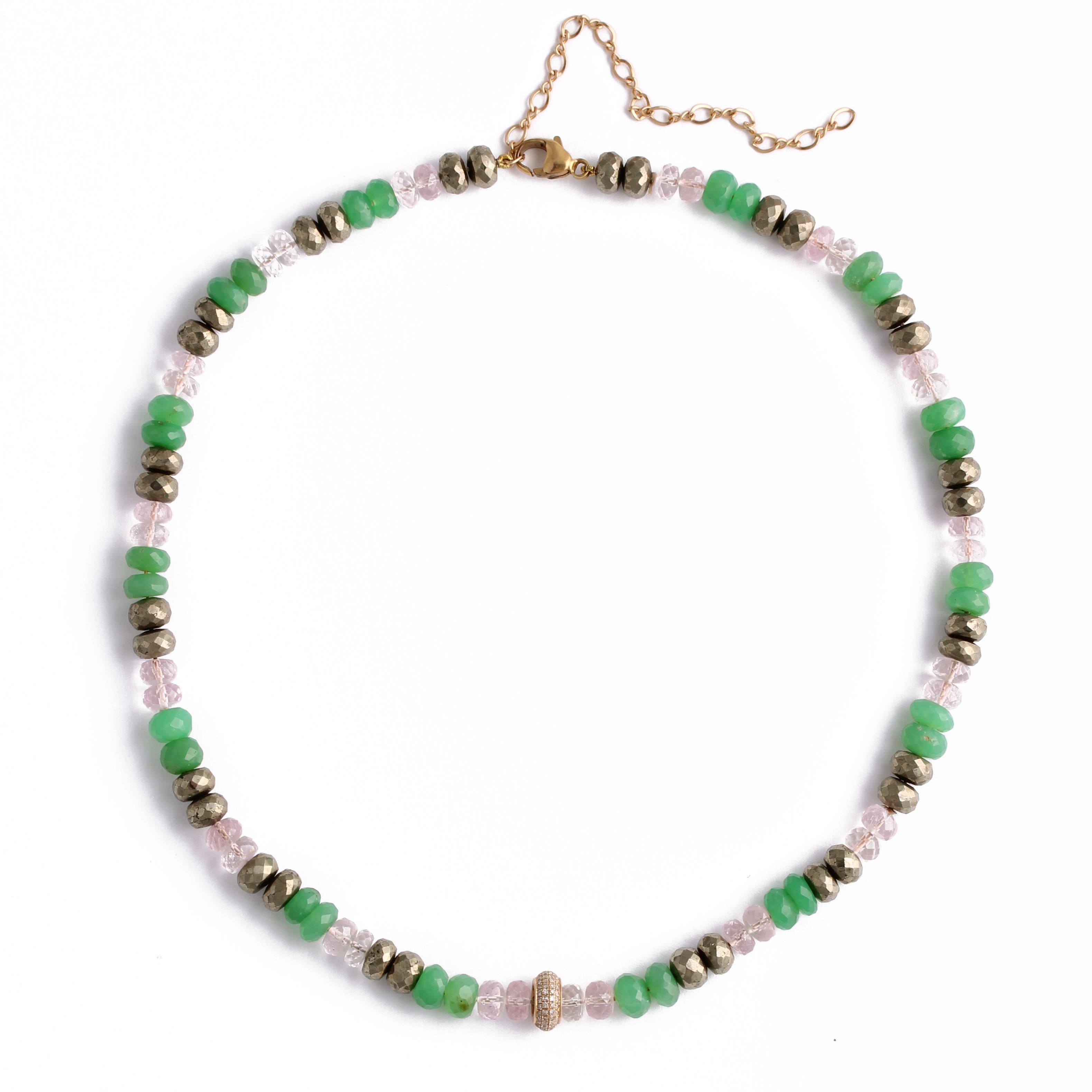 New 14k Beaded Diamond Center Necklace