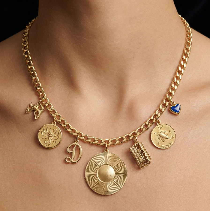 14k Yellow Gold Engine Turned Sunburst Charm