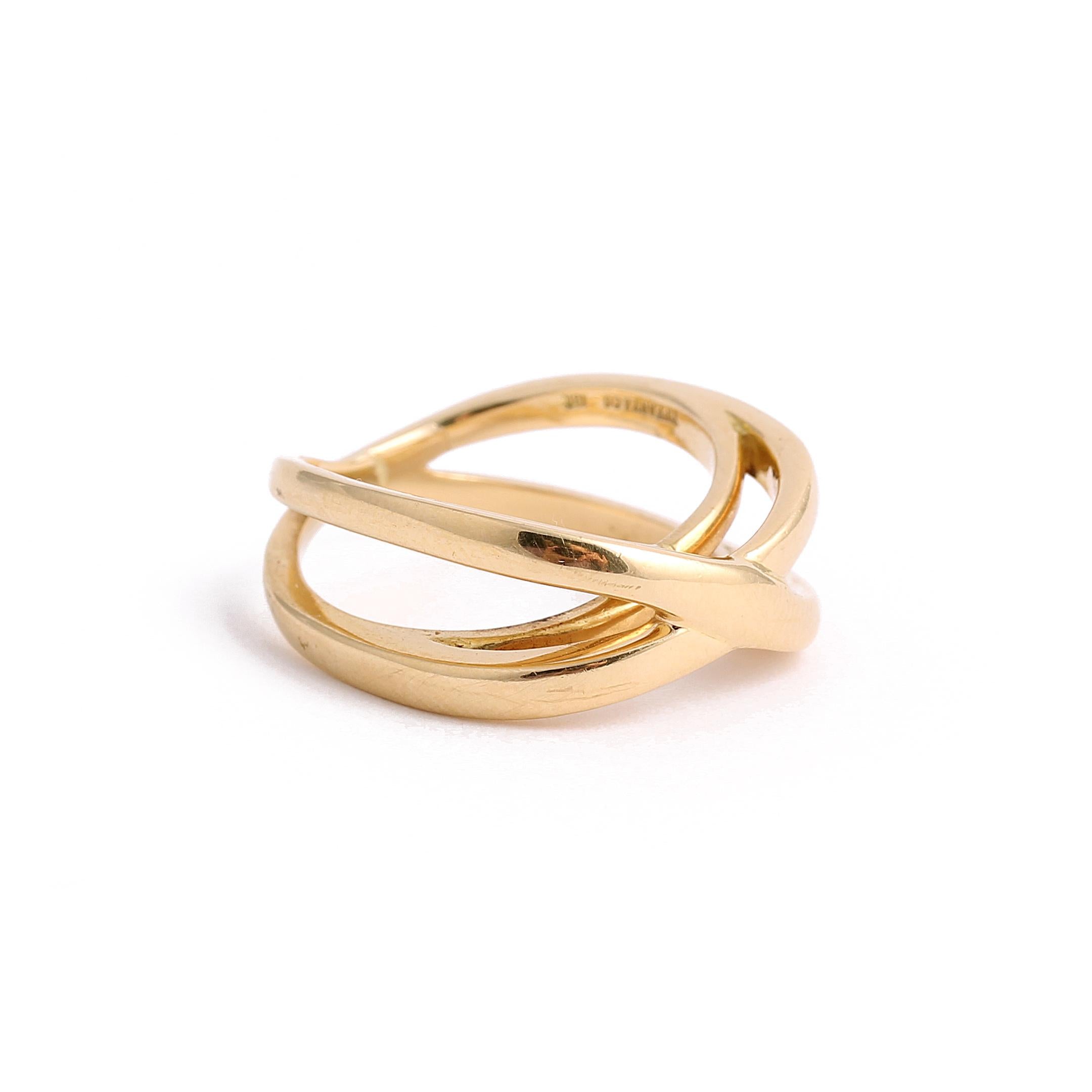 Vintage Double-Tier Hoop 18k Gold Ring