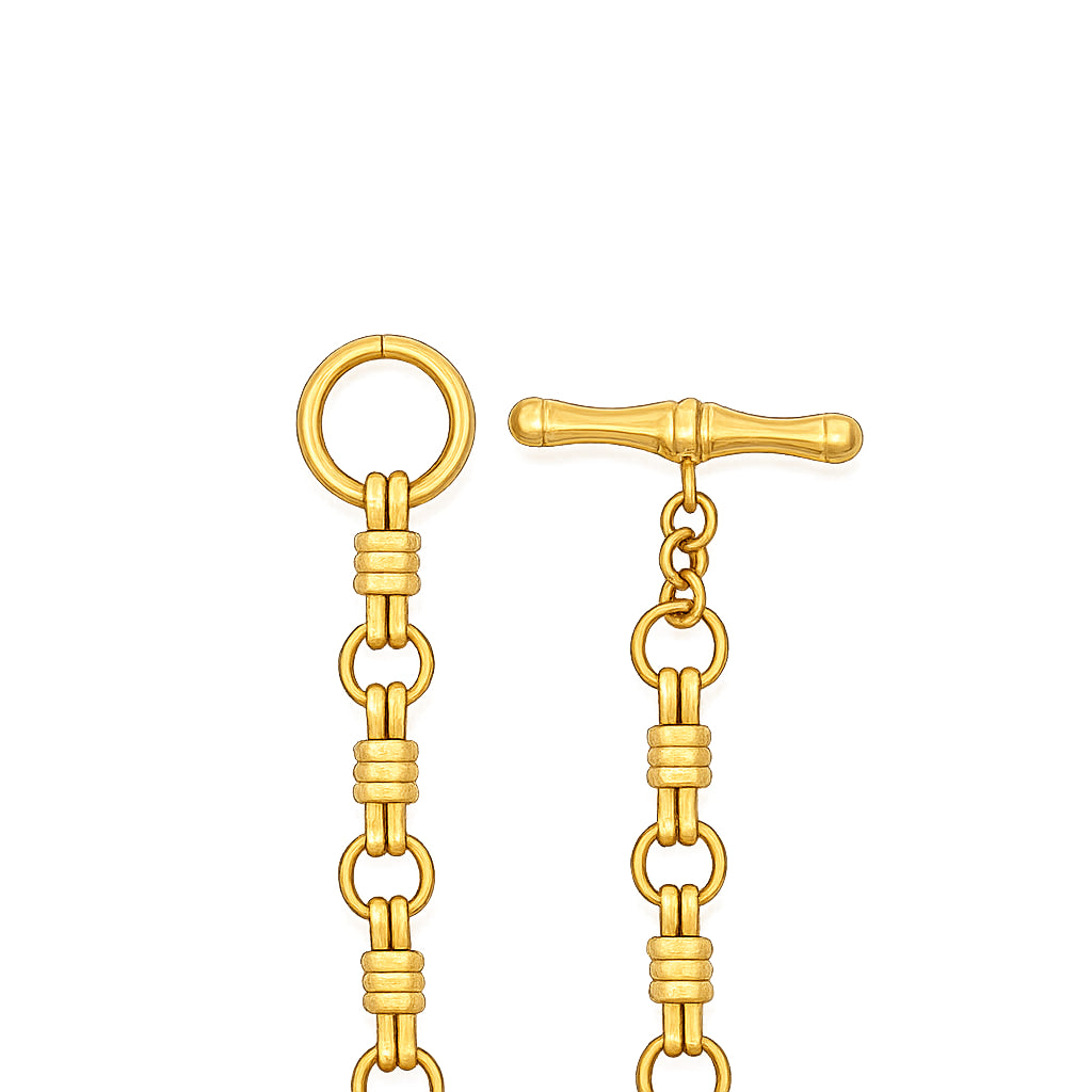 14k Yellow Gold Vintage Link Toggle Charm Bracelet