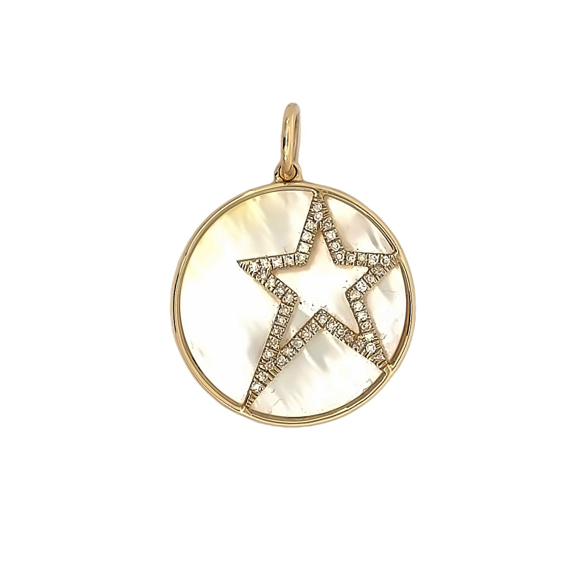 14k Yellow Gold Mother of Pearl and Diamond Star Charm