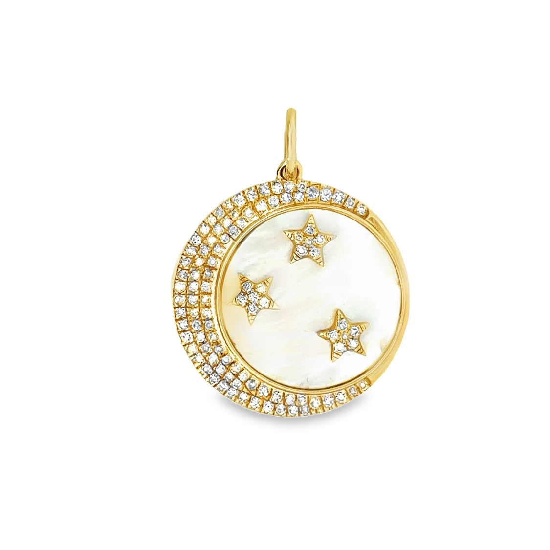 14k Yellow Gold Diamond Moon & Stars Charm