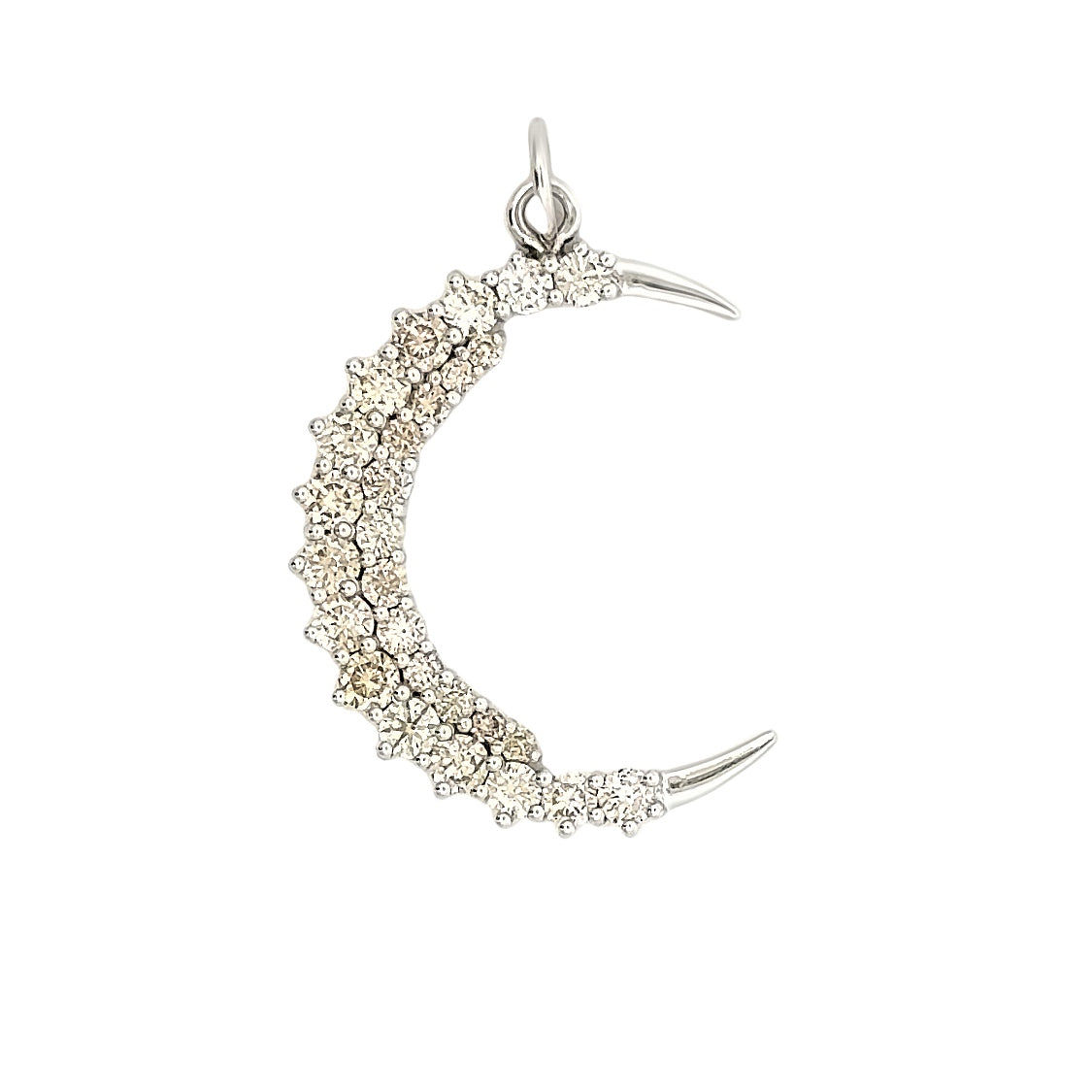 14k White Gold Diamond Crescent Moon Charm