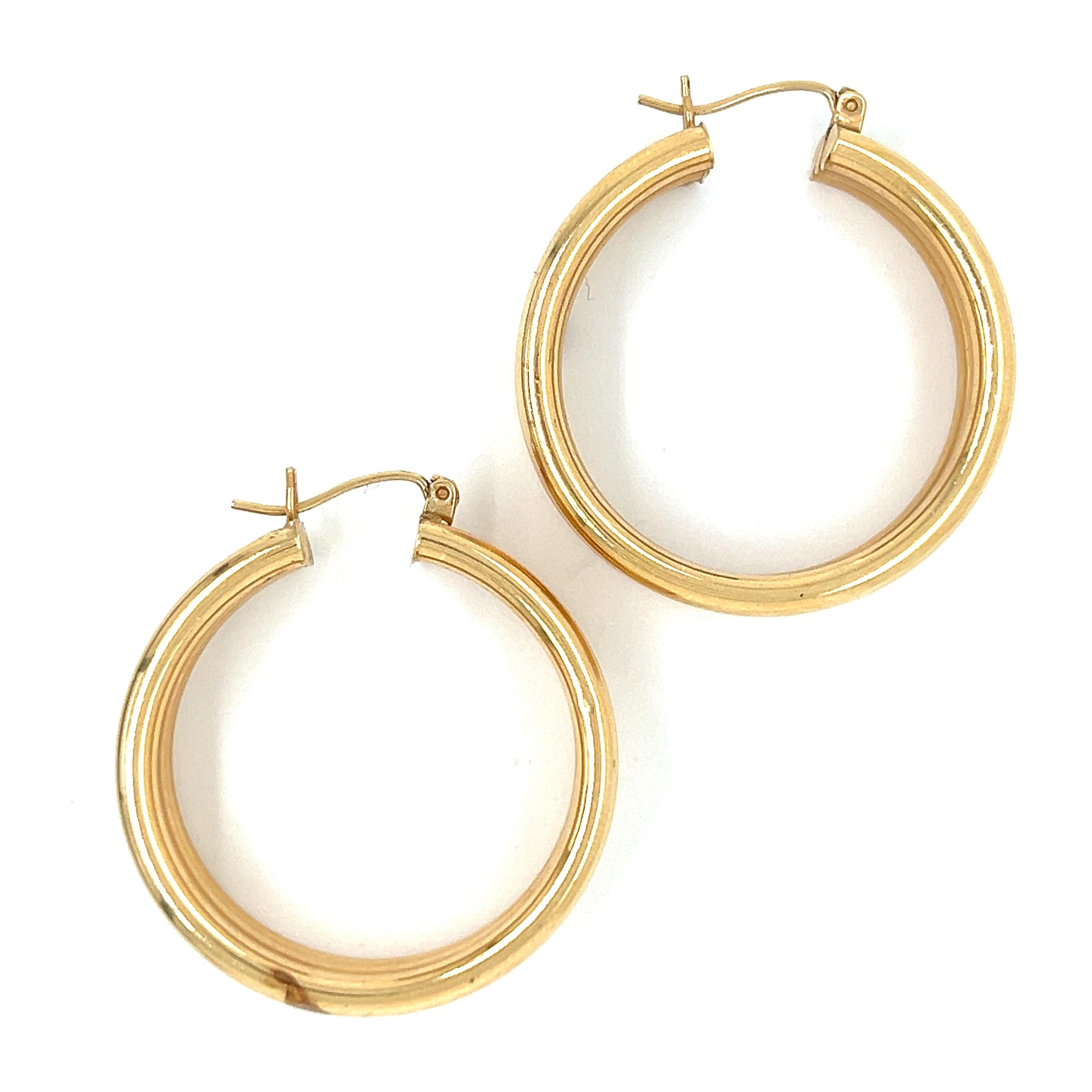 Vintage Triple Hoop 14k Gold Earrings