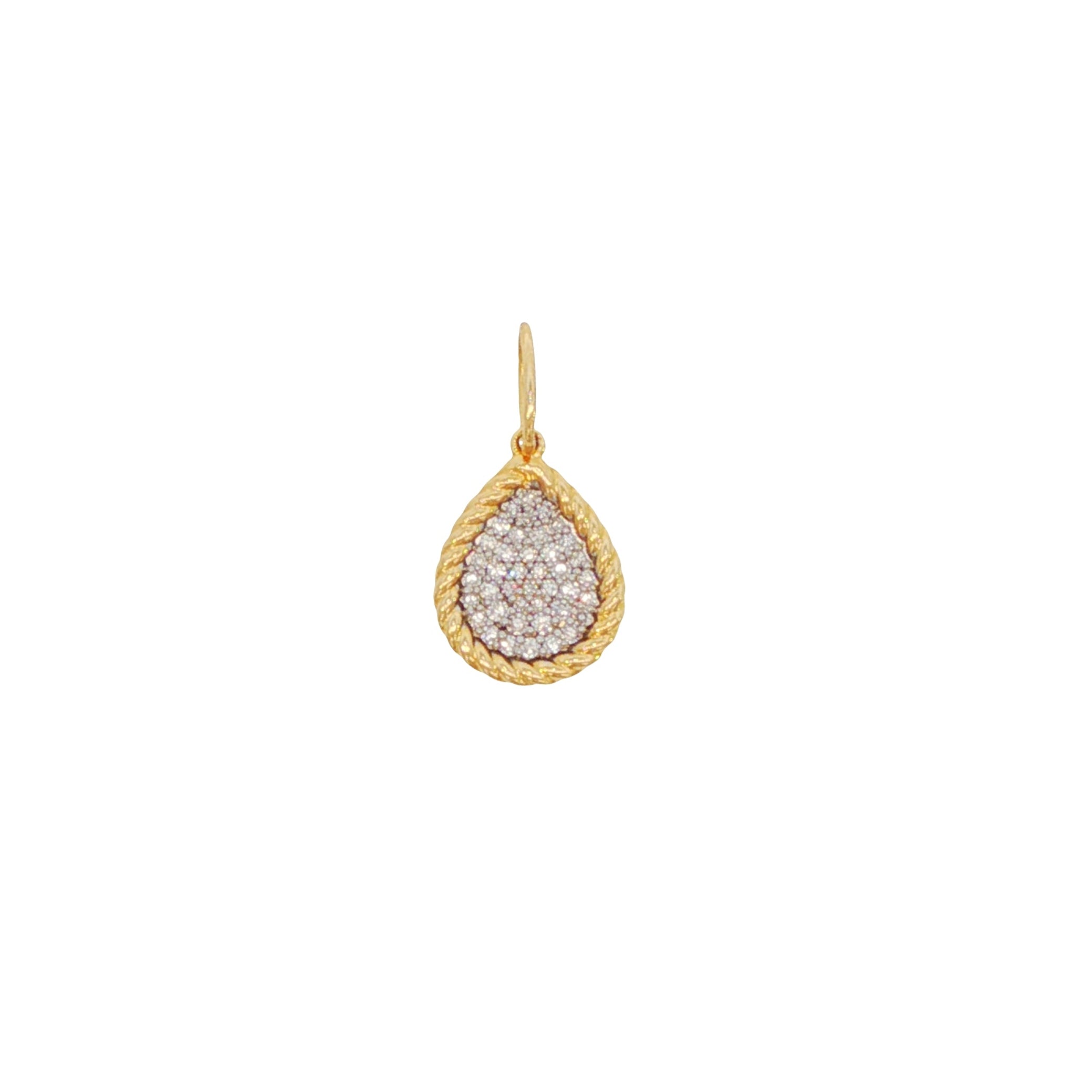 14k Yellow Gold Pave Diamond Pear Charm