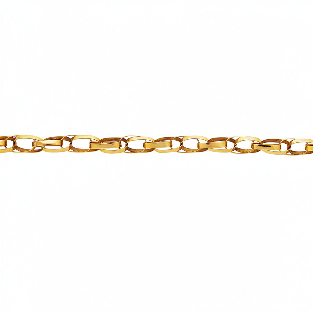 18k Yellow Gold Italian Triple Link Bike Chain Necklace
