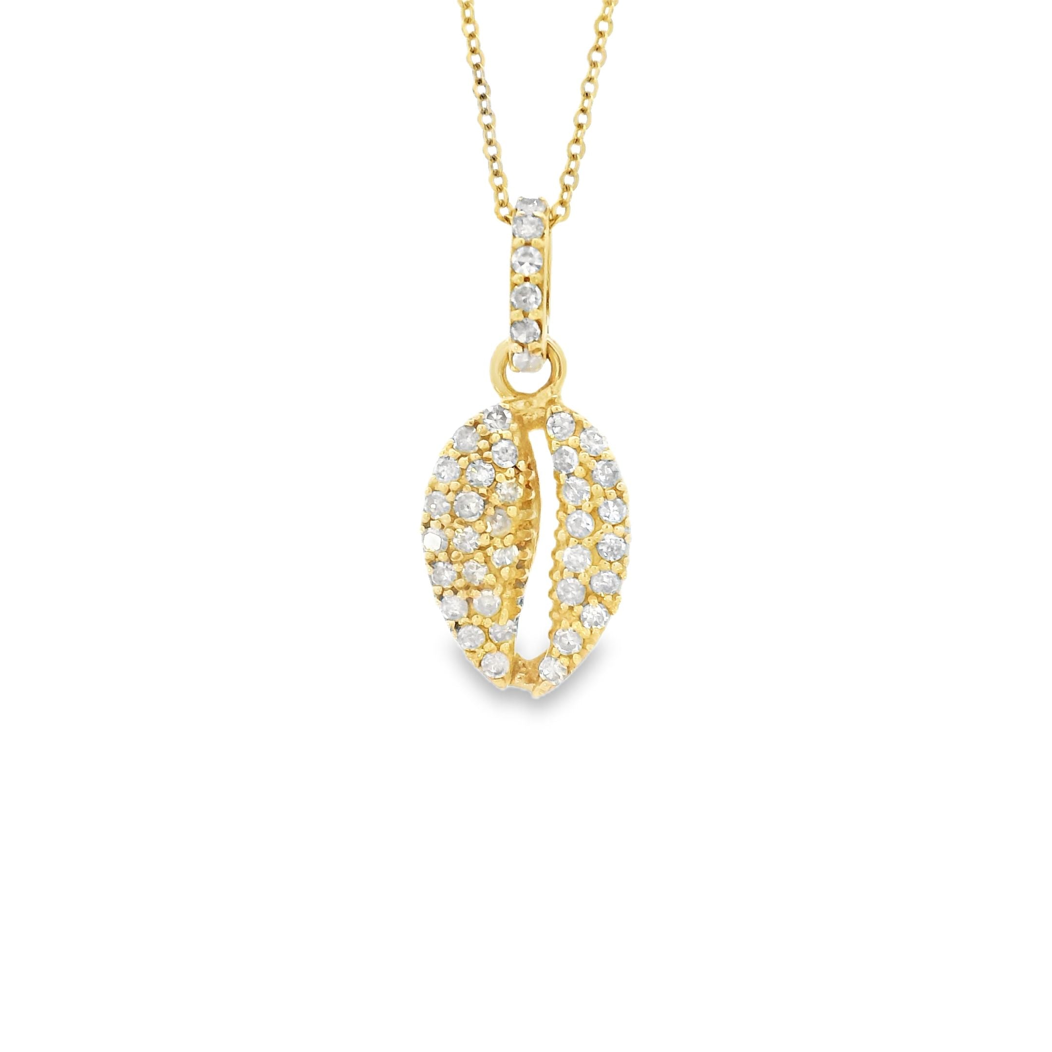 14k Yellow Gold Diamond Clam Shell Charm