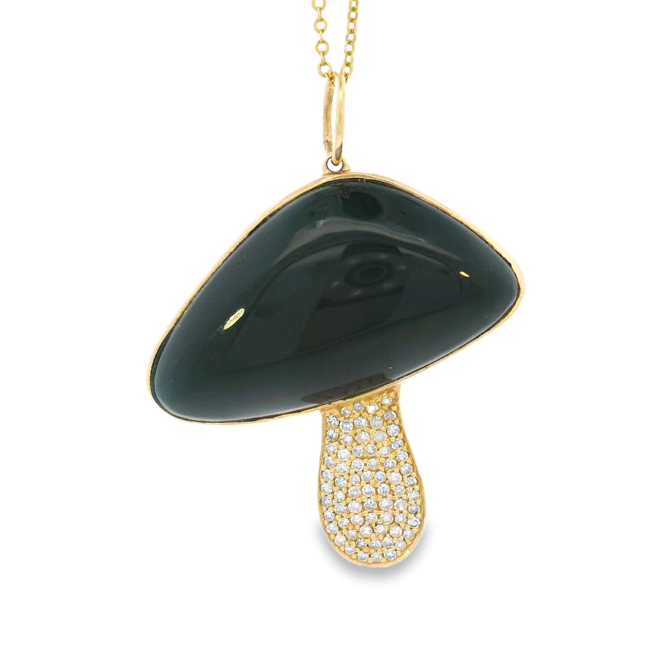 14k Yellow Gold Gemstone and Diamond Mushroom Charm