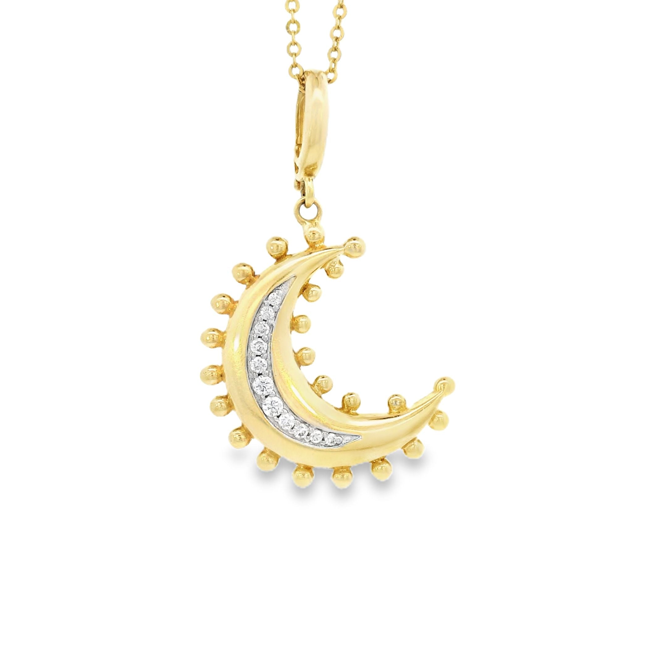 New Diamond Moon 14k Gold Charm